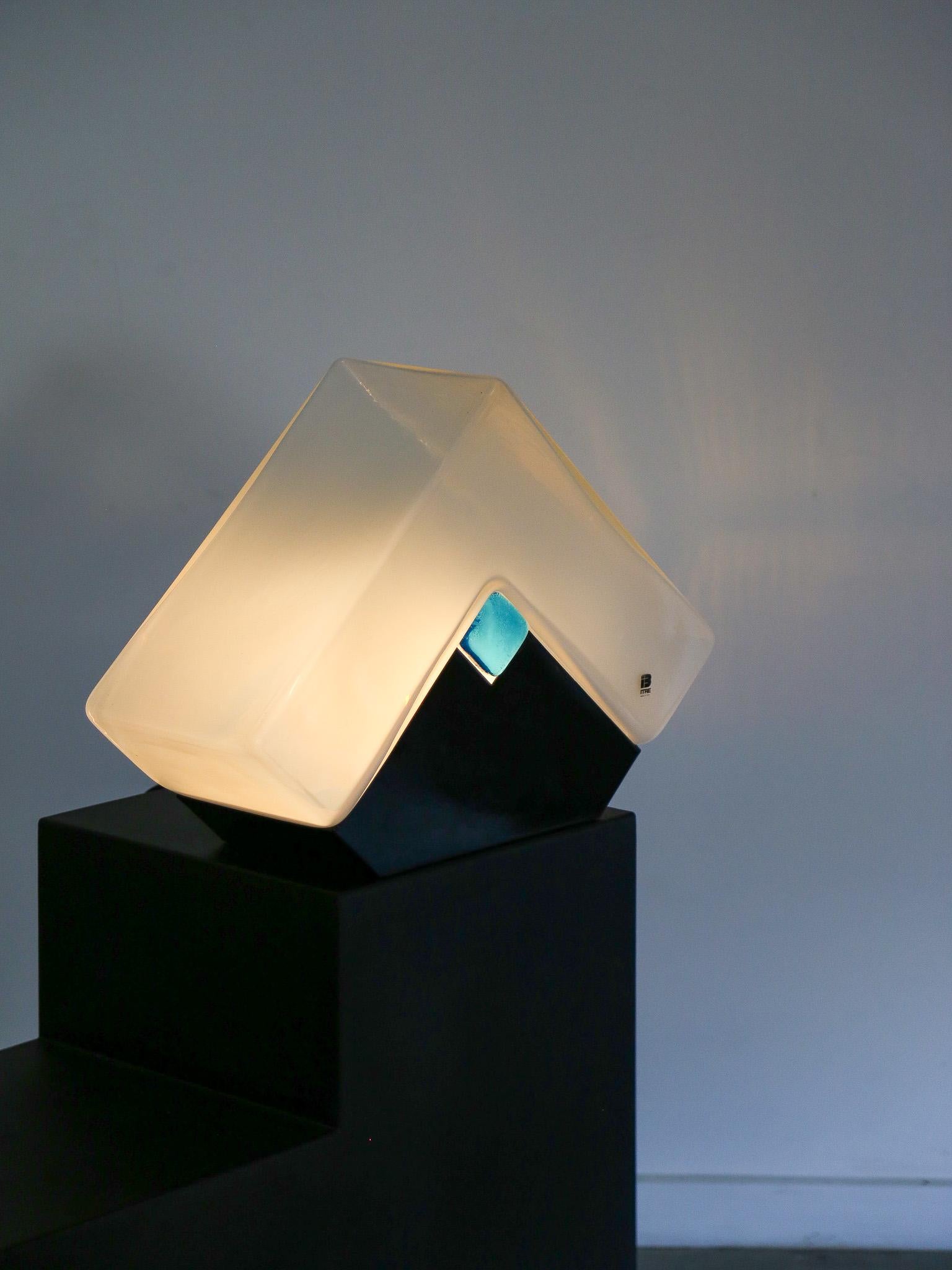 Moderne Murano-Lota-Glas-Tischlampe aus der Mitte des Jahrhunderts von Gianni Rigo für Itre im Angebot 1
