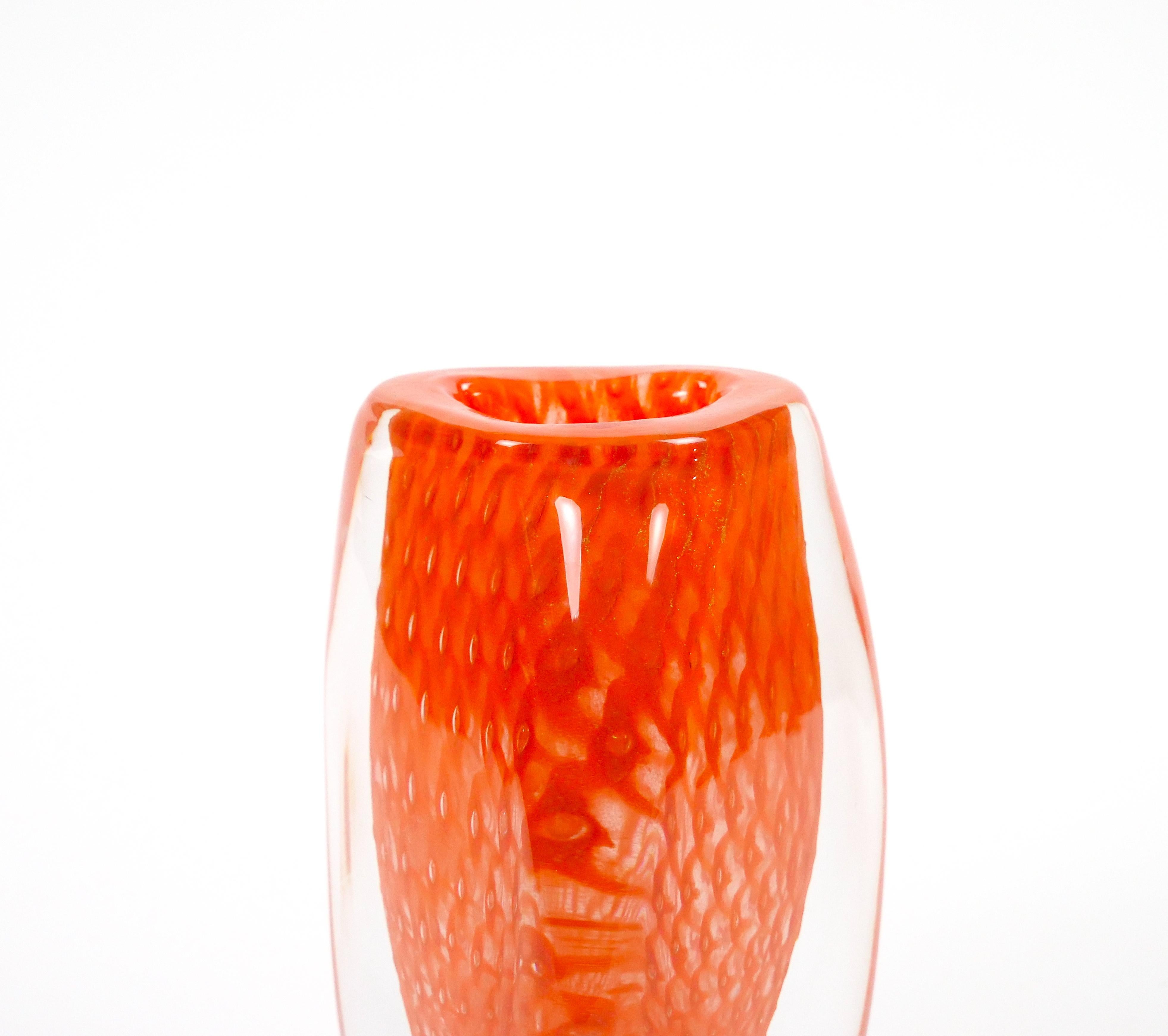 Italian Mid-Century Modern Murano Mouth-Blown Geometric Shape Vase by Giampaolo/ Italy For Sale