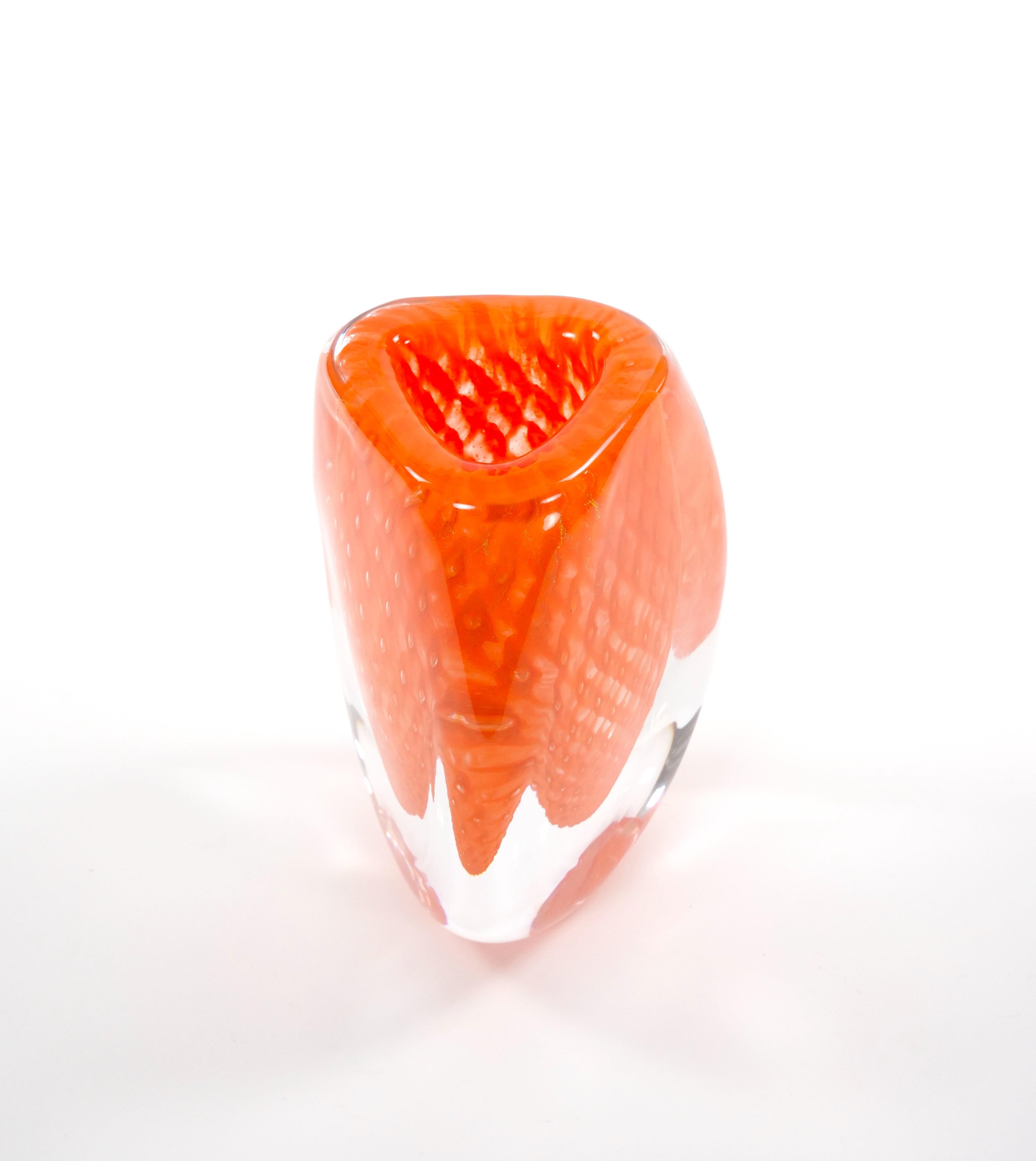 Hand-Crafted Mid-Century Modern Murano Mouth-Blown Geometric Shape Vase by Giampaolo/ Italy For Sale