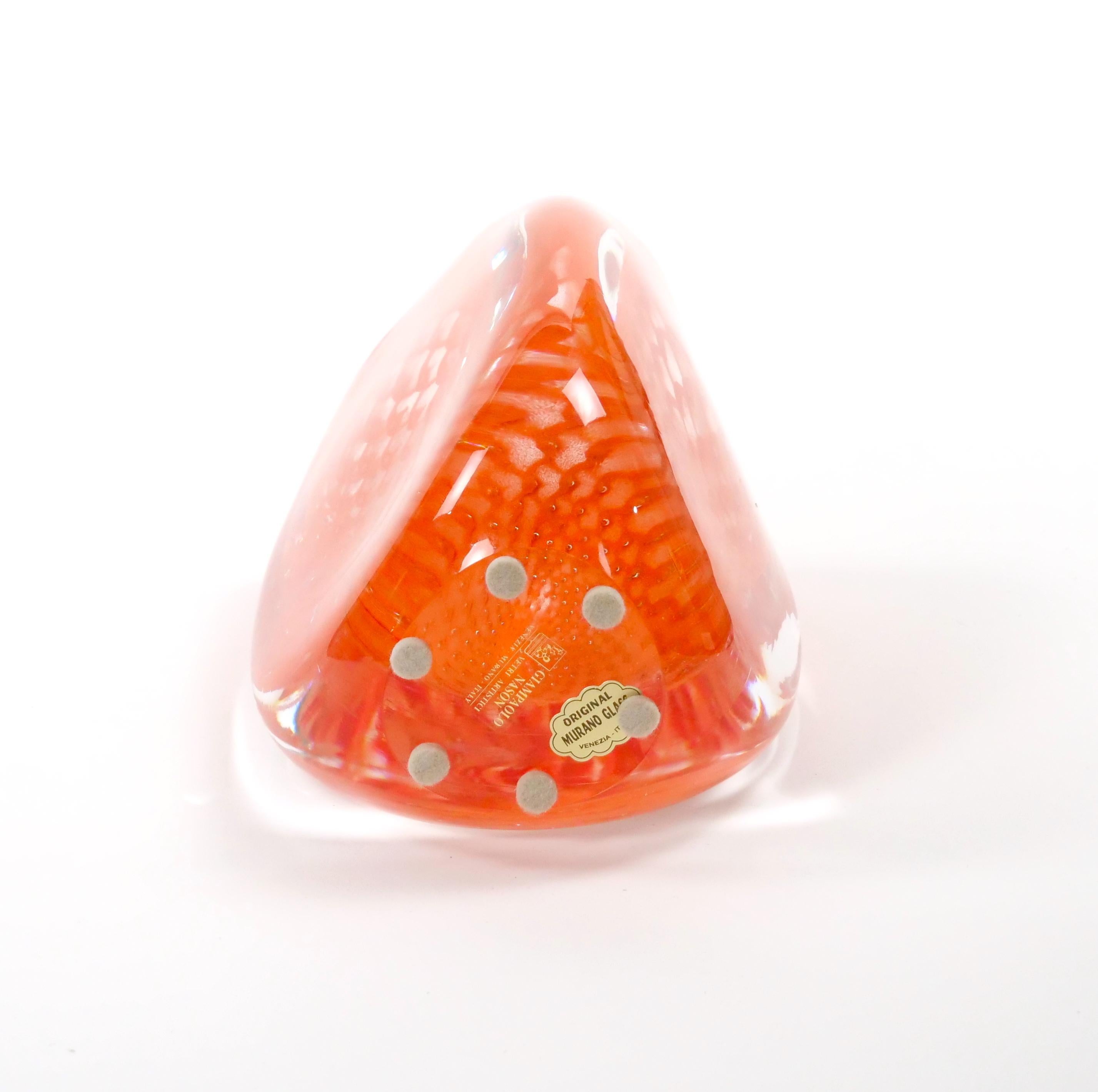 Late 20th Century Mid-Century Modern Murano Mouth-Blown Geometric Shape Vase by Giampaolo/ Italy For Sale