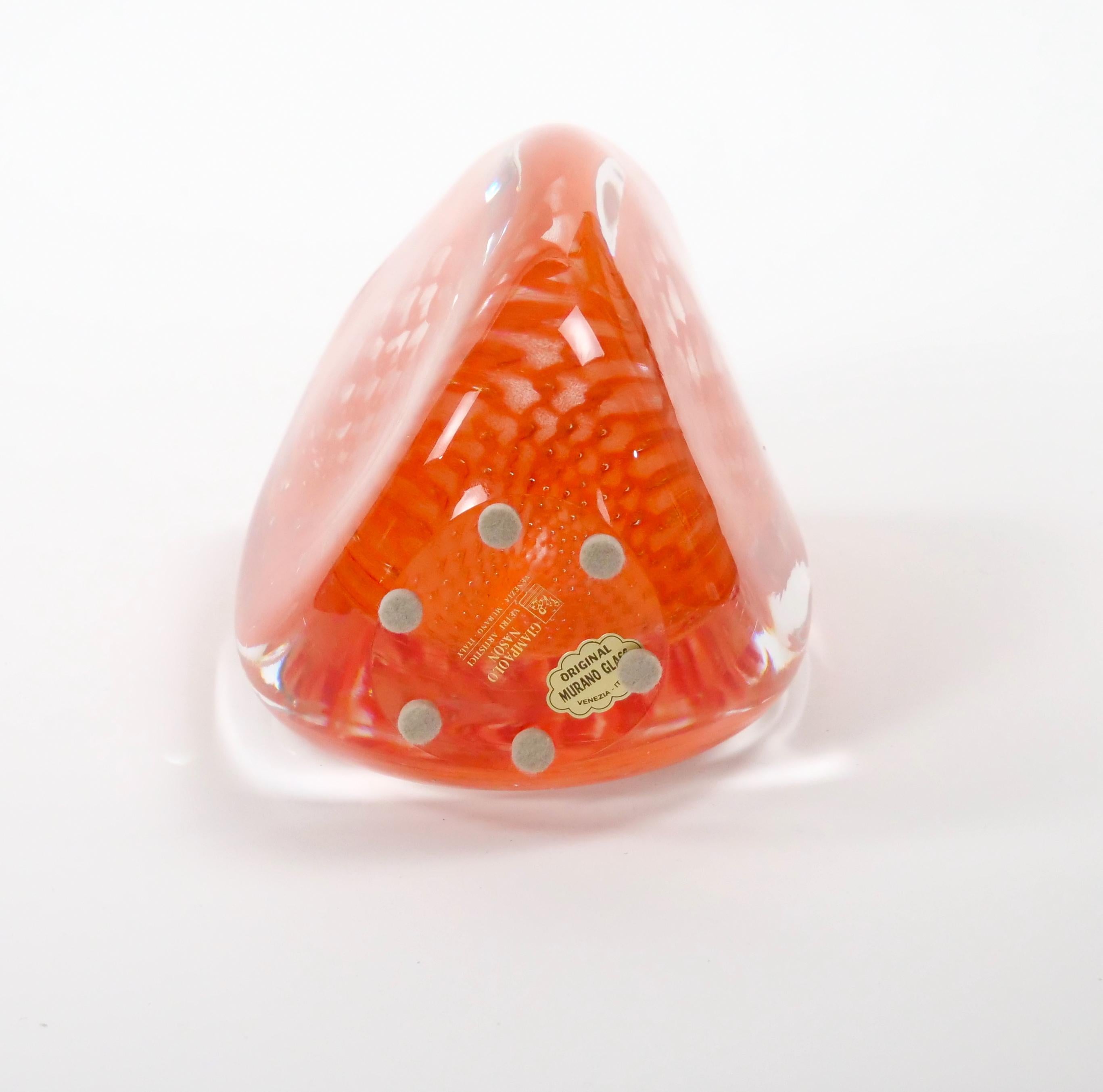Murano Glass Mid-Century Modern Murano Mouth-Blown Geometric Shape Vase by Giampaolo/ Italy For Sale