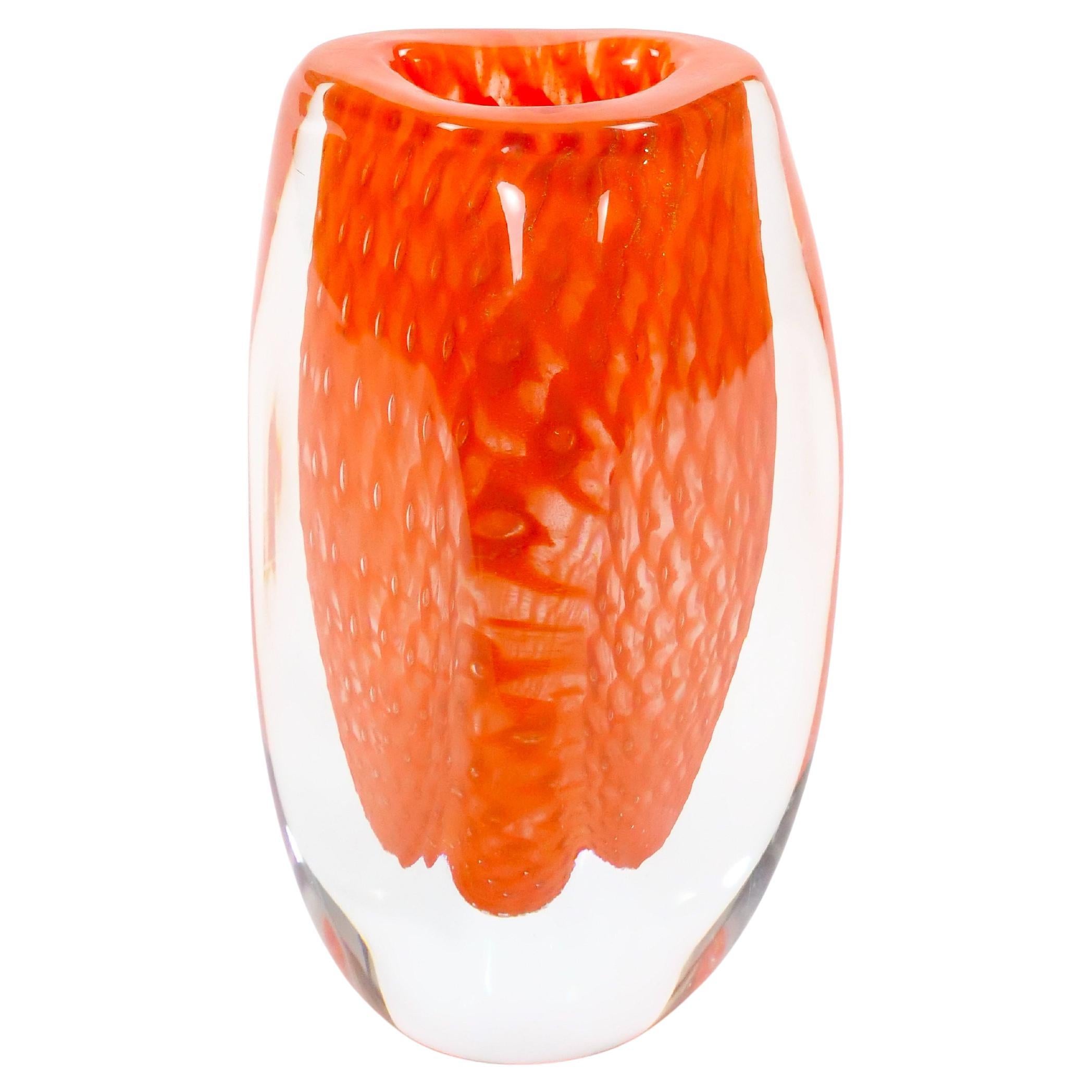 Mid-Century Modern Murano Mouth-Blown Geometric Shape Vase by Giampaolo/ Italy For Sale
