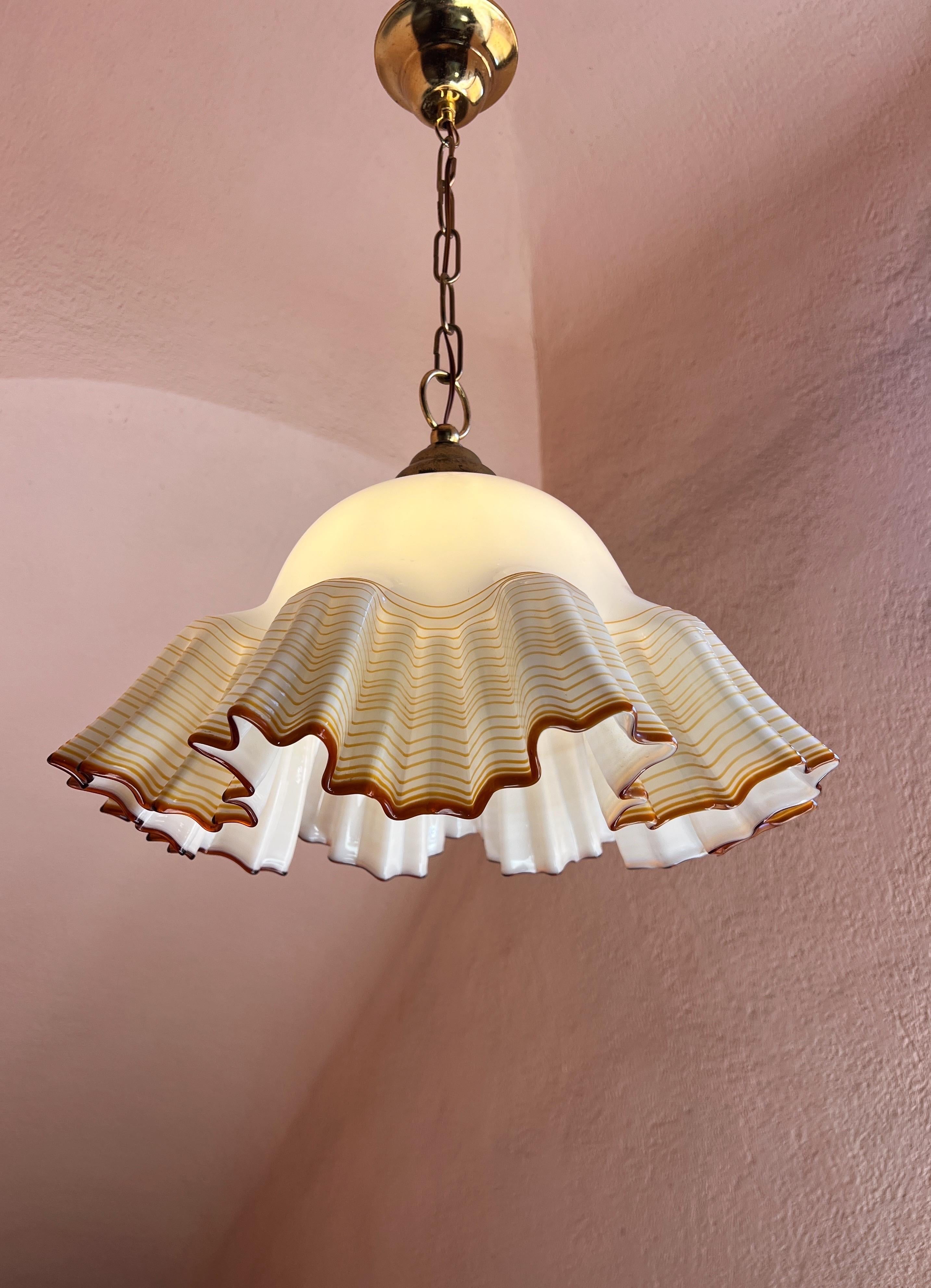 Italiano Lampada a sospensione di Murano del Mid Century Modern di De Majo anni '70 in vendita