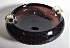 Mid-Century Modern Murano Seguso Styled Amethyst Art Glass Cigar Ashtray