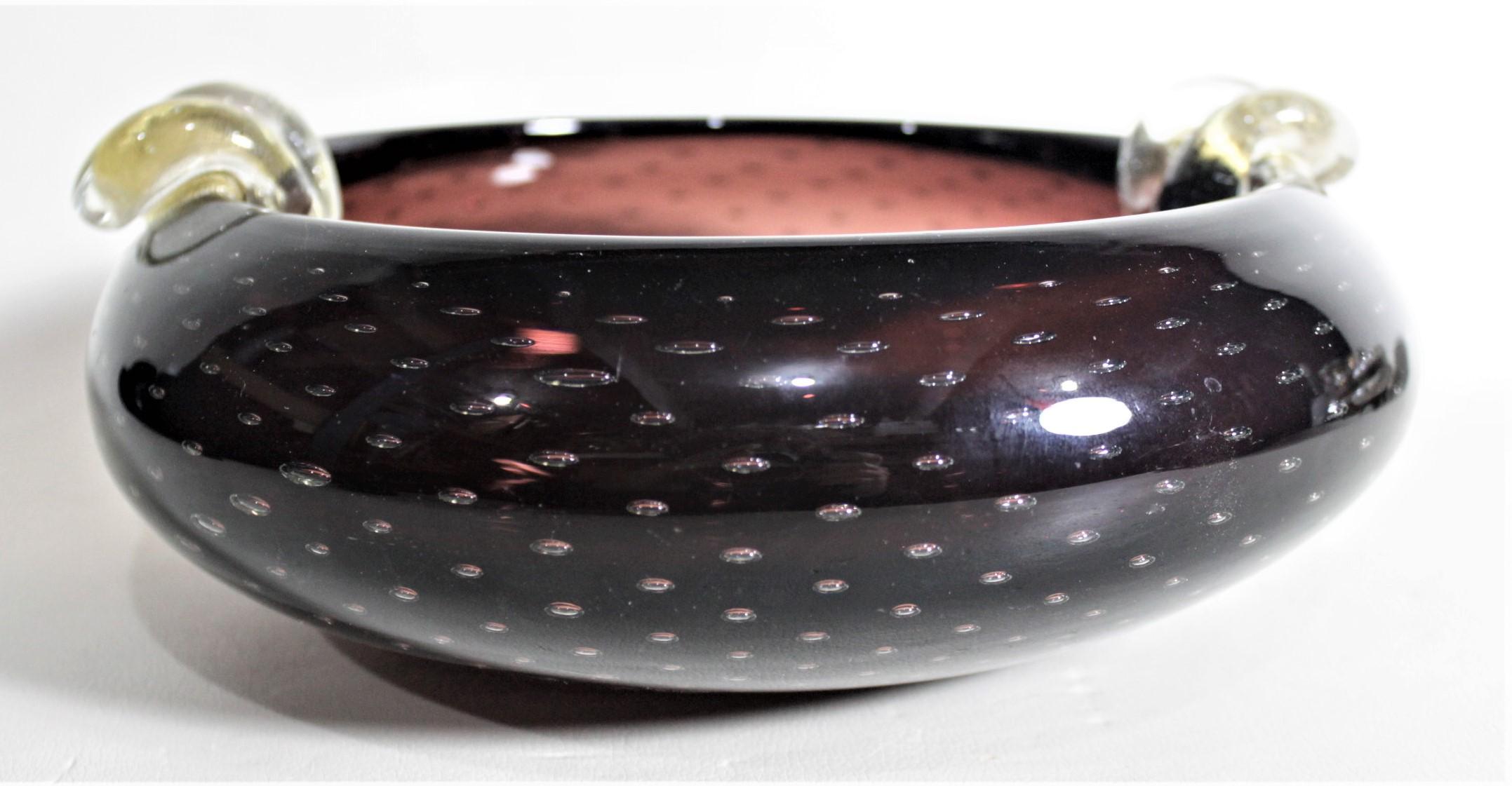 Italian Mid-Century Modern Murano Seguso Styled Amethyst Art Glass Cigar Ashtray For Sale