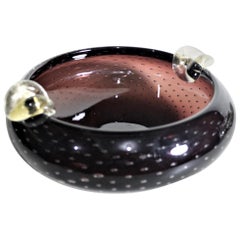 Vintage Mid-Century Modern Murano Seguso Styled Amethyst Art Glass Cigar Ashtray