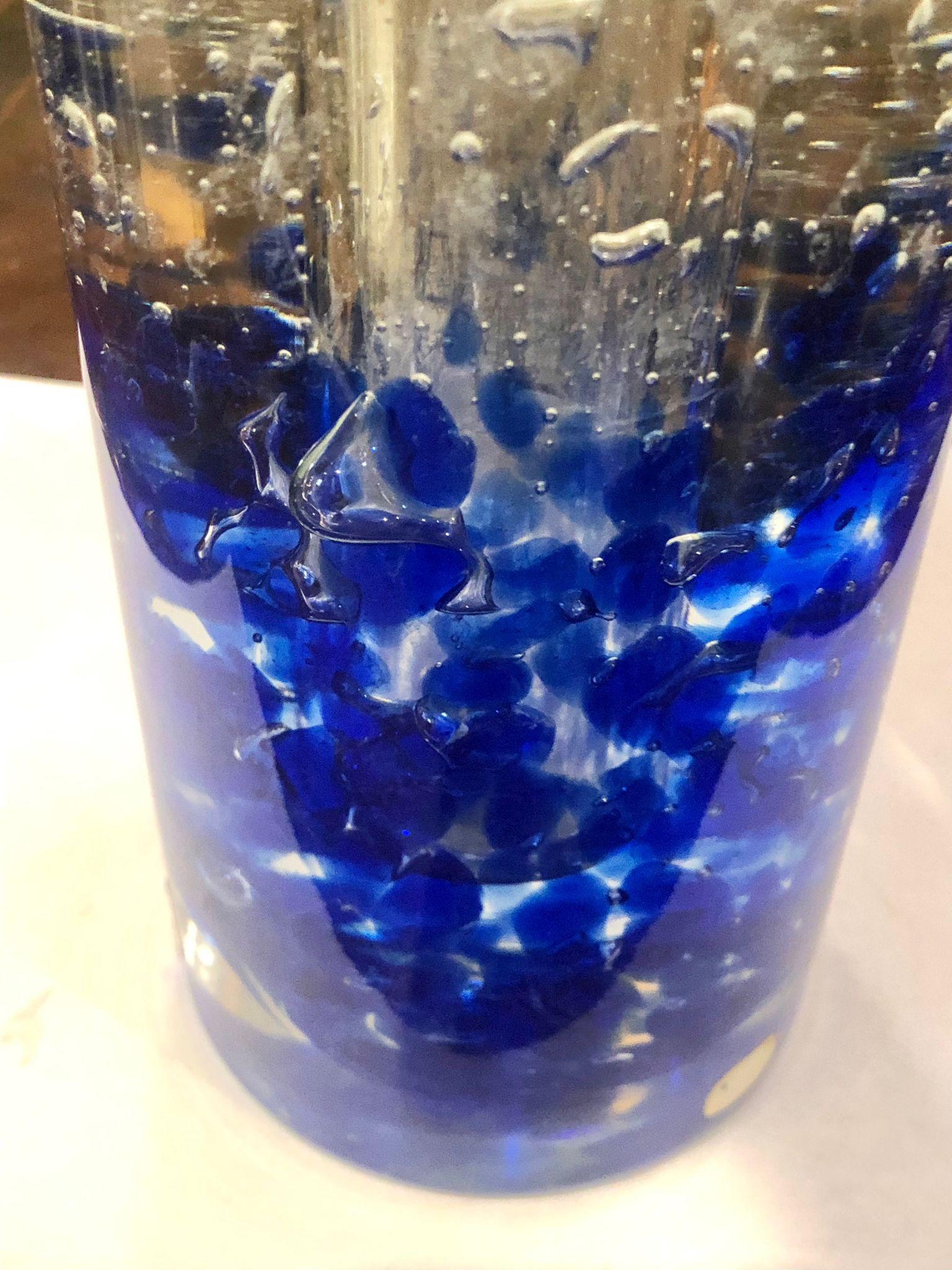 Mid-Century Modern, Murano 'Sommerso' Blaue Kunstglasvase, Italien, 1960 (Glas) im Angebot