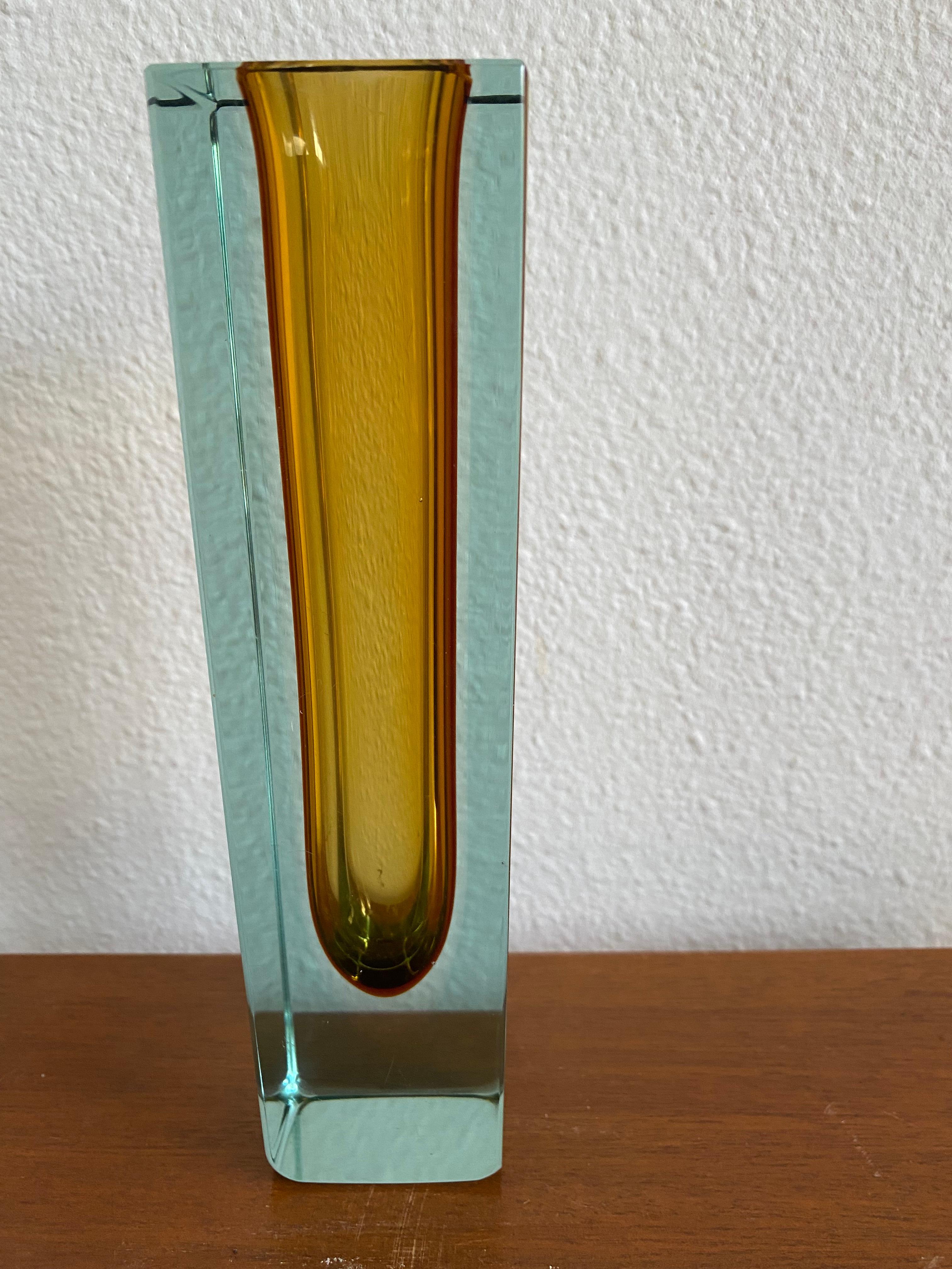 Mid-Century Modern Mid-century Modern Murano Sommerso Glass Vase For Sale