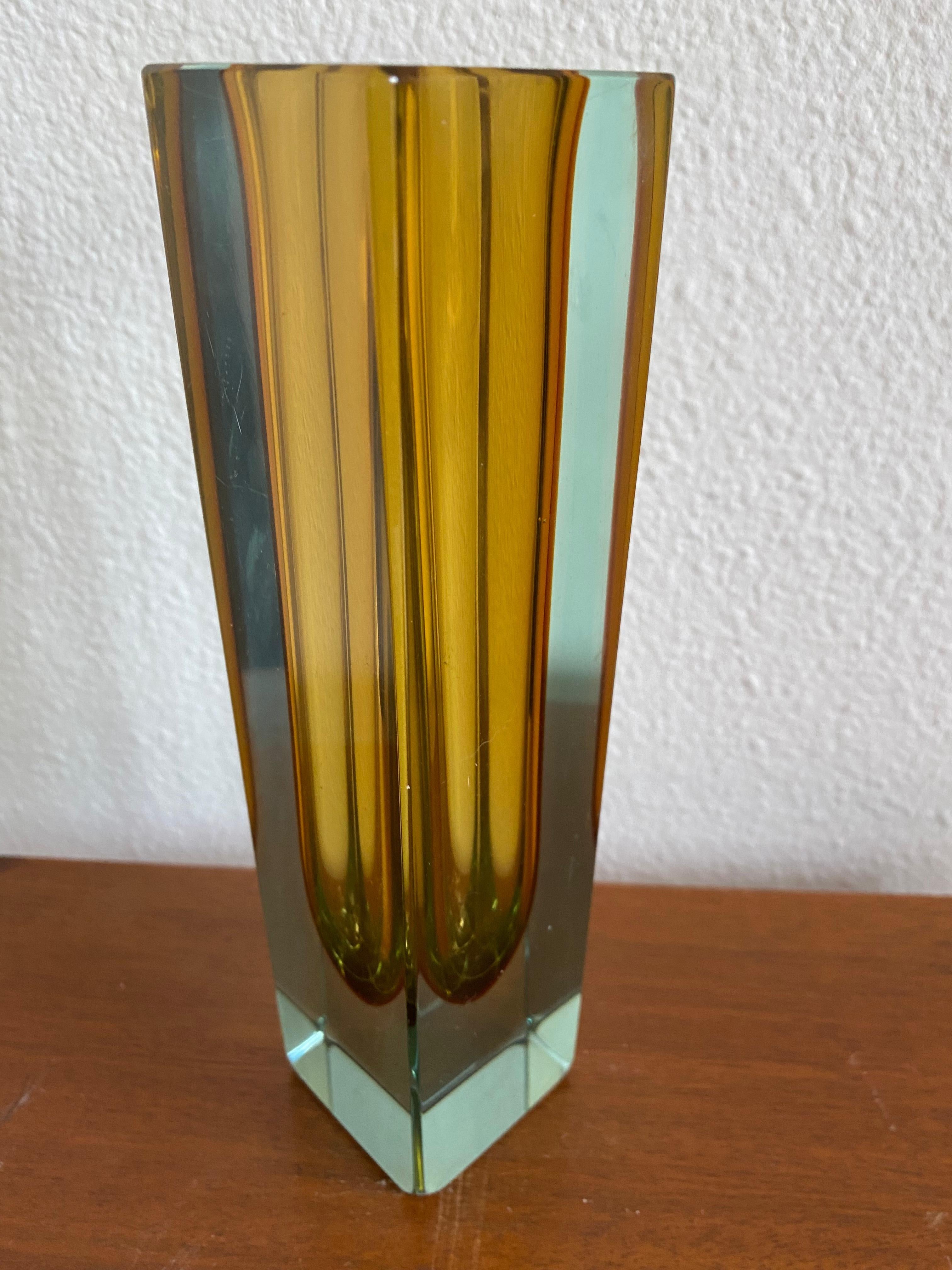 Italian Mid-century Modern Murano Sommerso Glass Vase For Sale