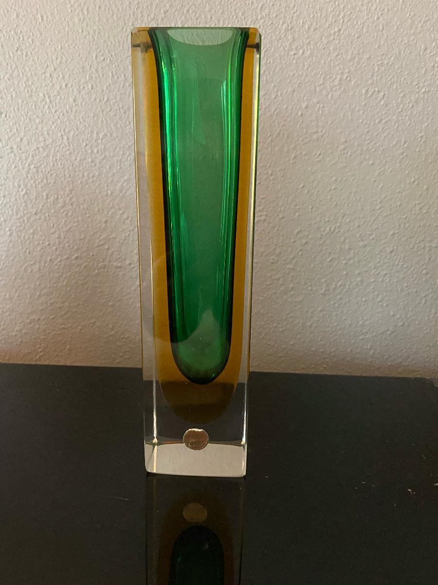 Mid-20th Century Mid-Century Modern Murano Sommerso Glass Vase For Sale