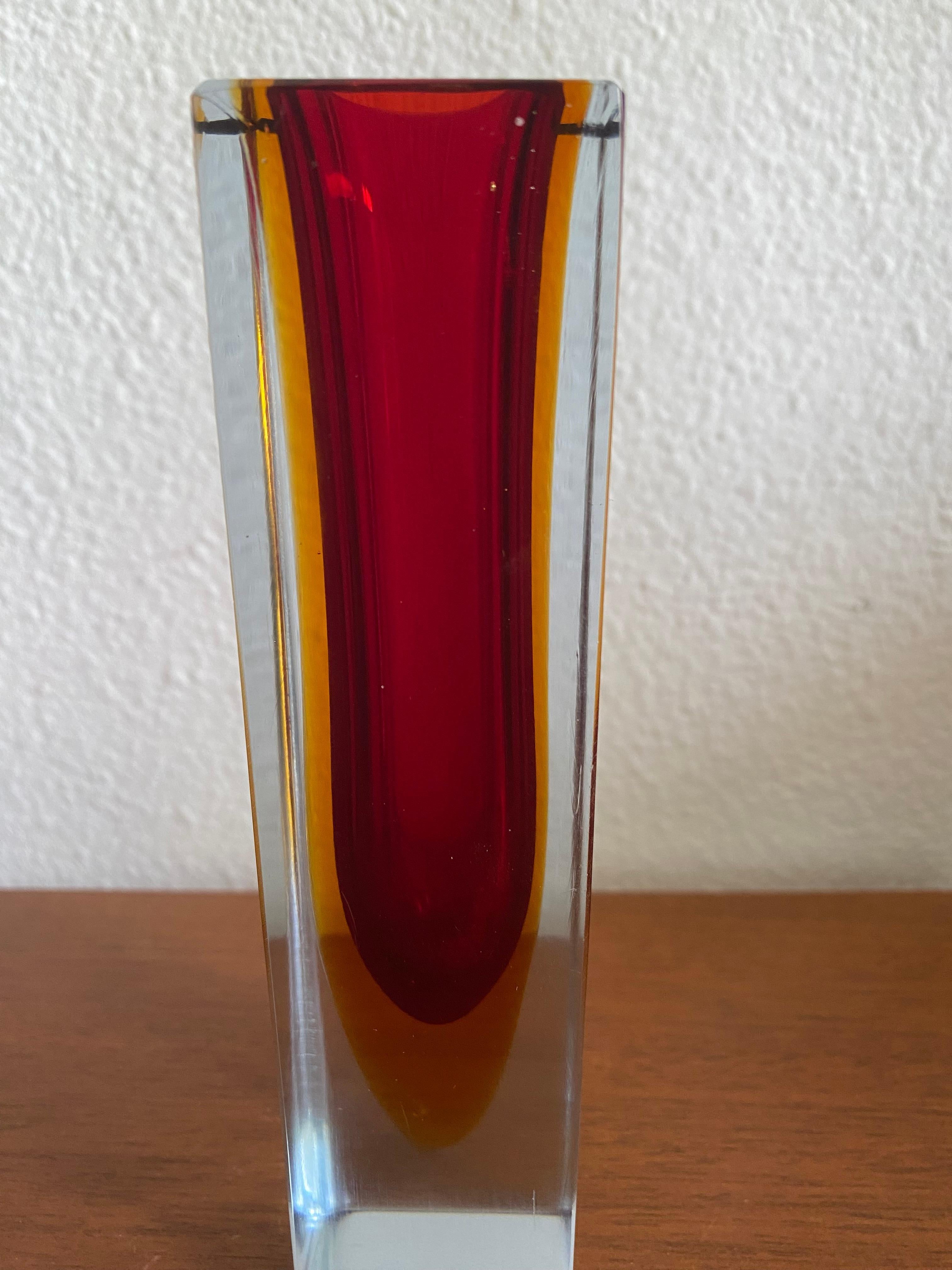 Mid-20th Century Mid-Century Modern Murano Sommerso Glass Vase For Sale