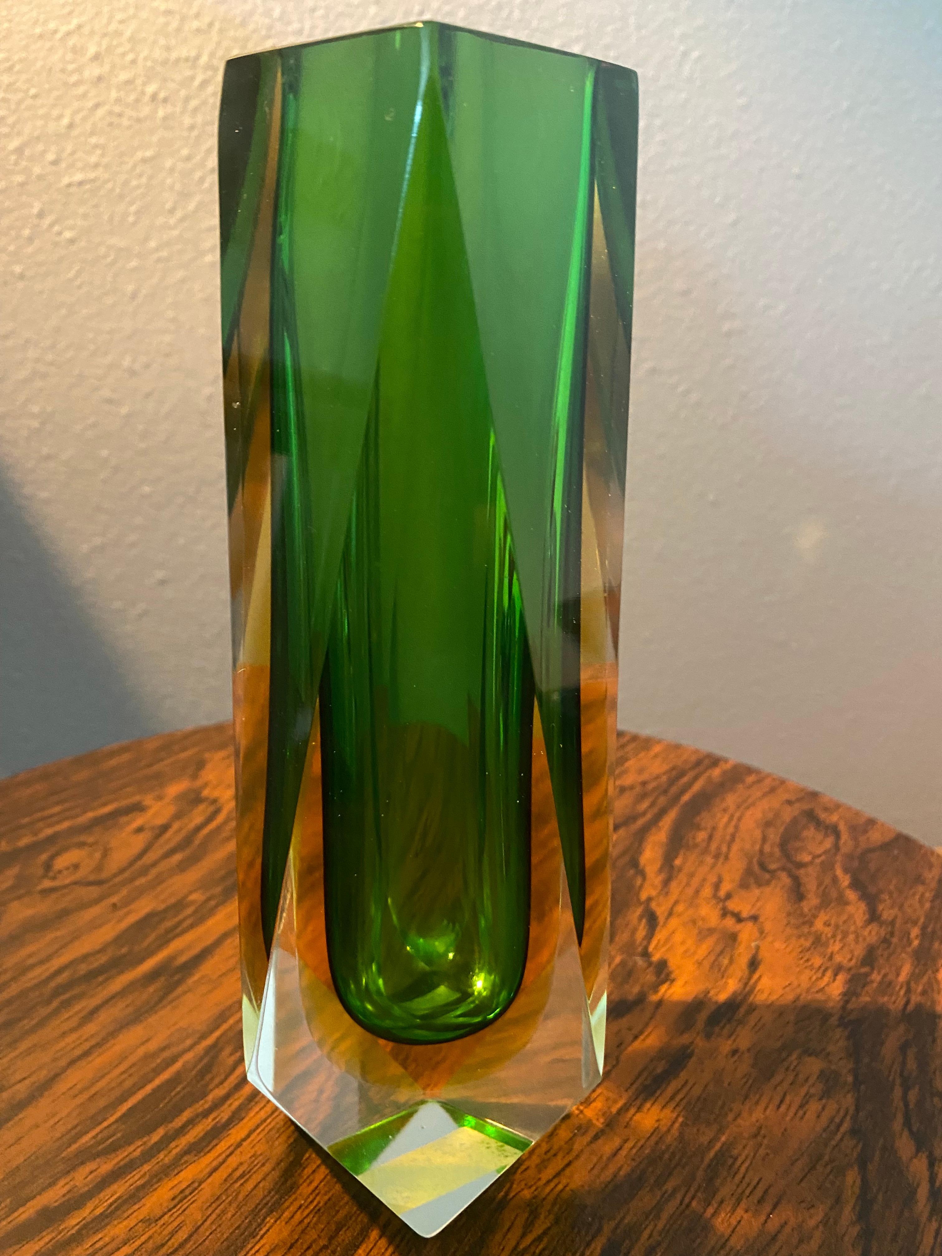 Mid-20th Century Mid-Century Modern Murano Sommerso Glass Vase For Sale