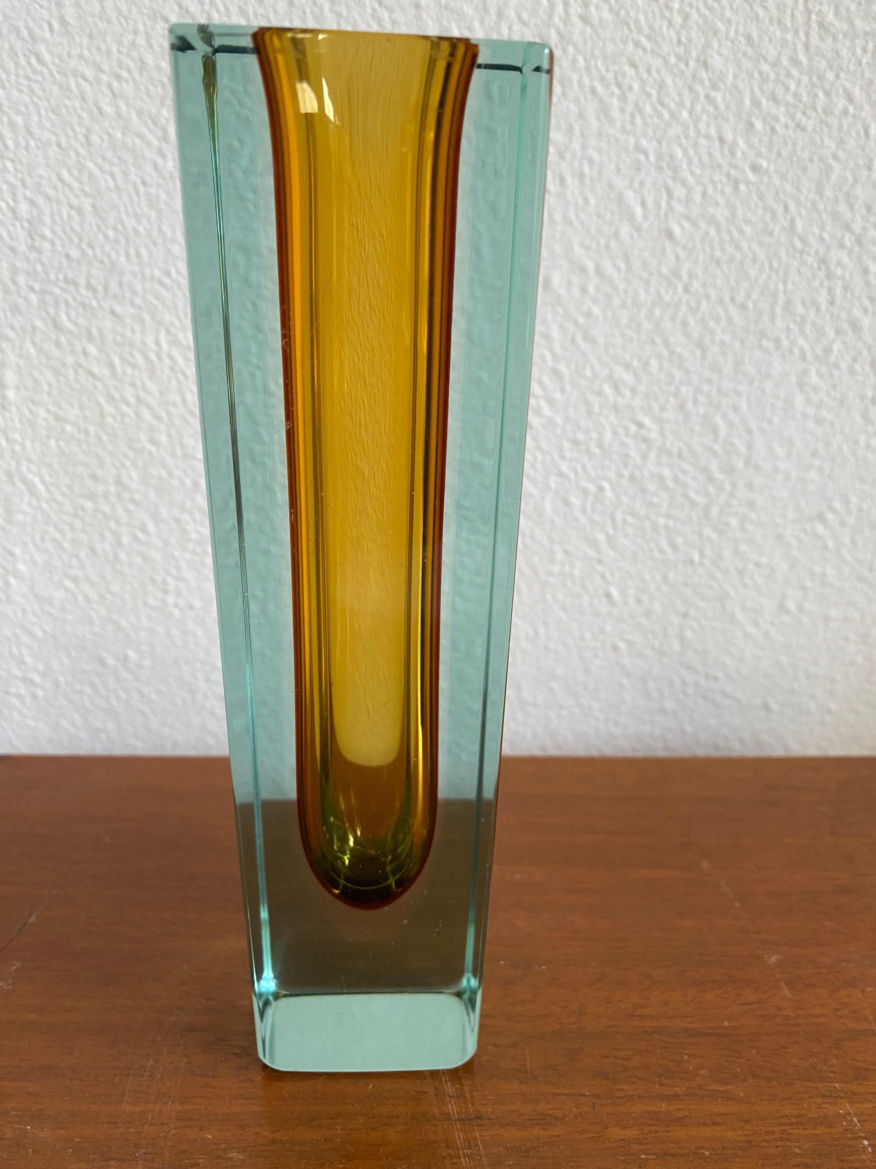Mid-20th Century Mid-century Modern Murano Sommerso Glass Vase For Sale