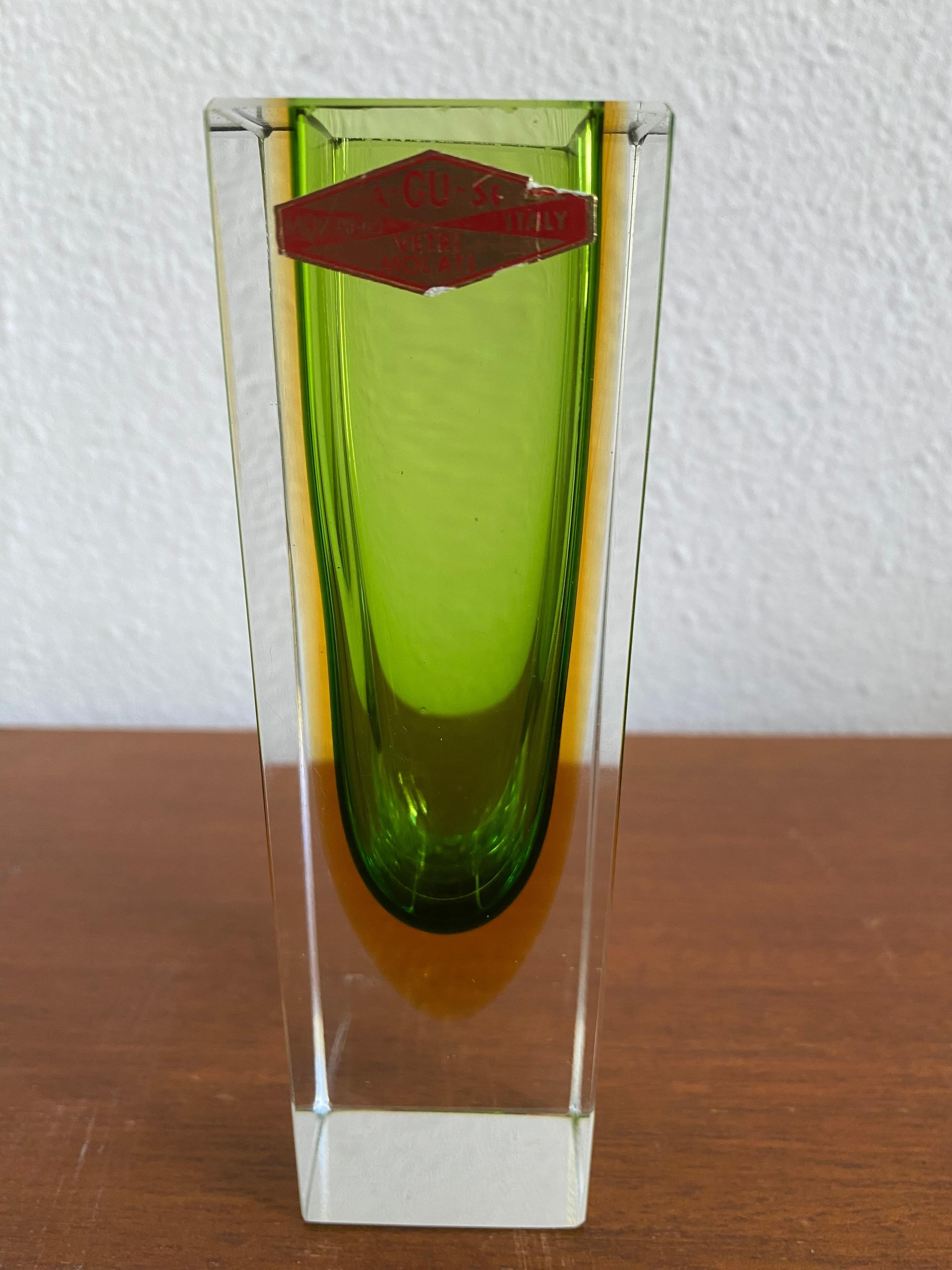 Mid-Century Modern Murano Sommerso Glass Vase For Sale 2