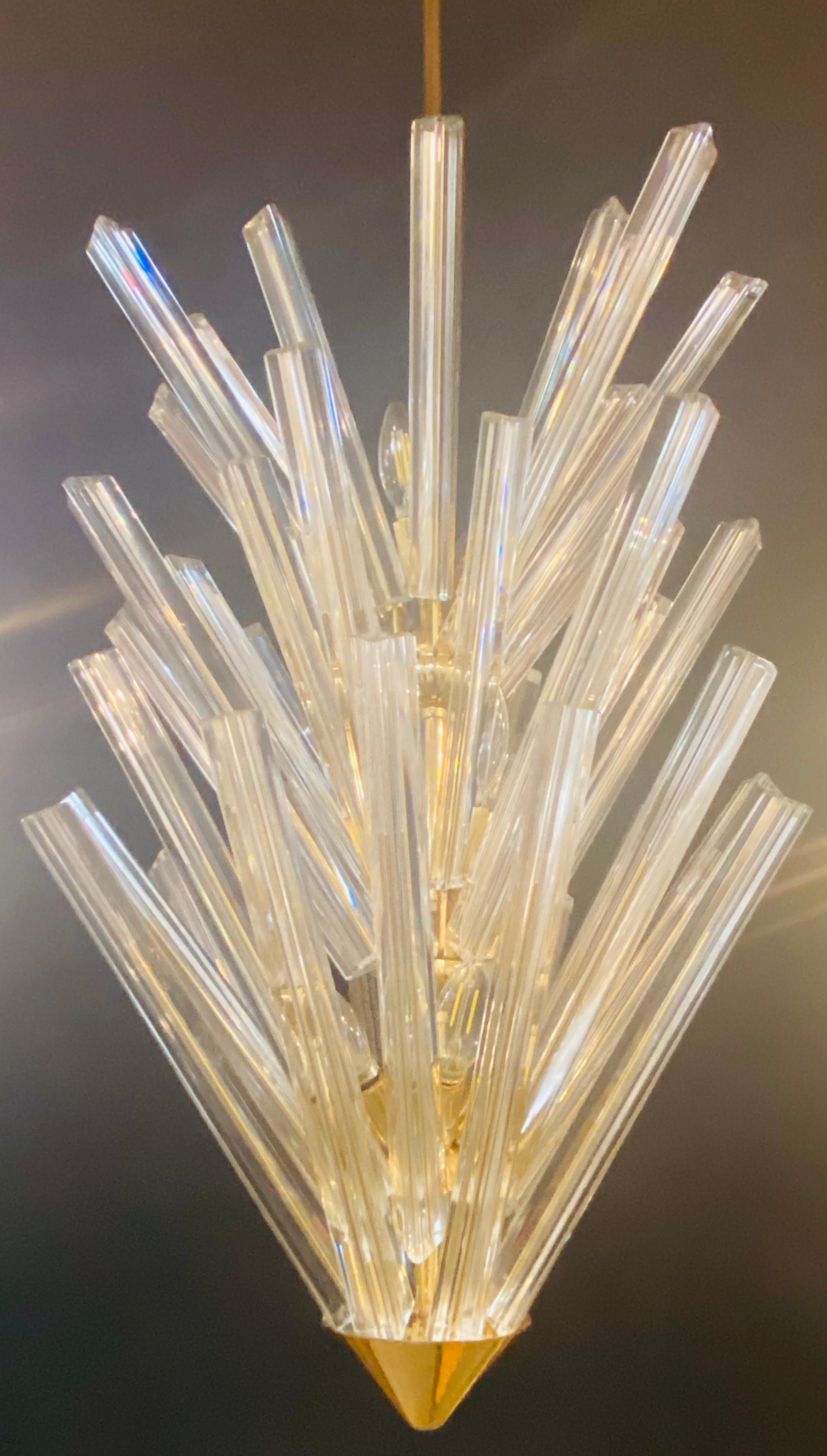 Mid-Century Modern Murano Starburst Chandelier by Camer, 1970s In Good Condition For Sale In Plainview, NY