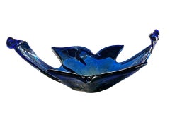 Murano Blue Sommerso Blown Glass Centerpiece, Mid Century Modern 1960/70