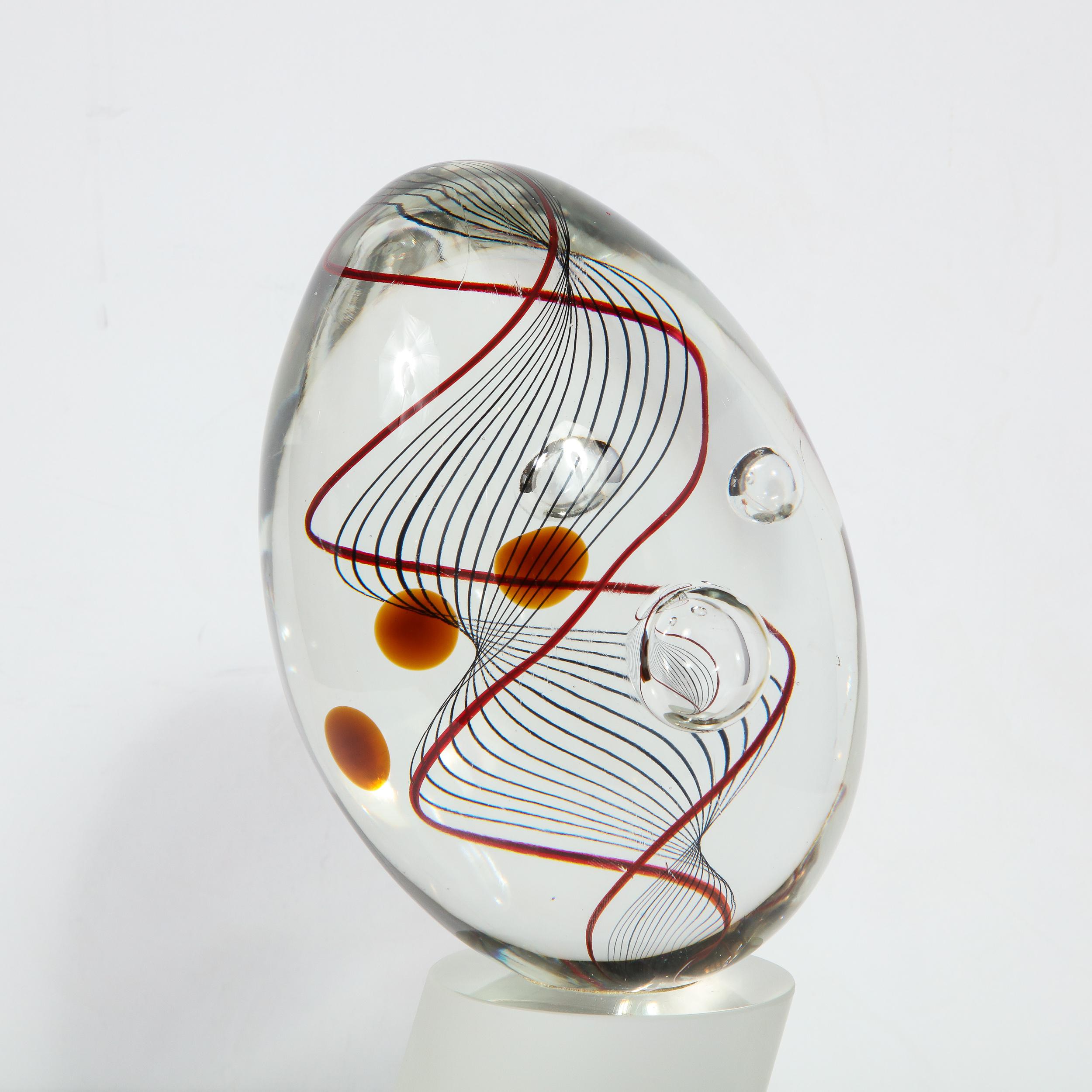 Mid-Century Modern Murano Translucent & Frosted Glass Sculpture Signed Seguso In Excellent Condition In New York, NY