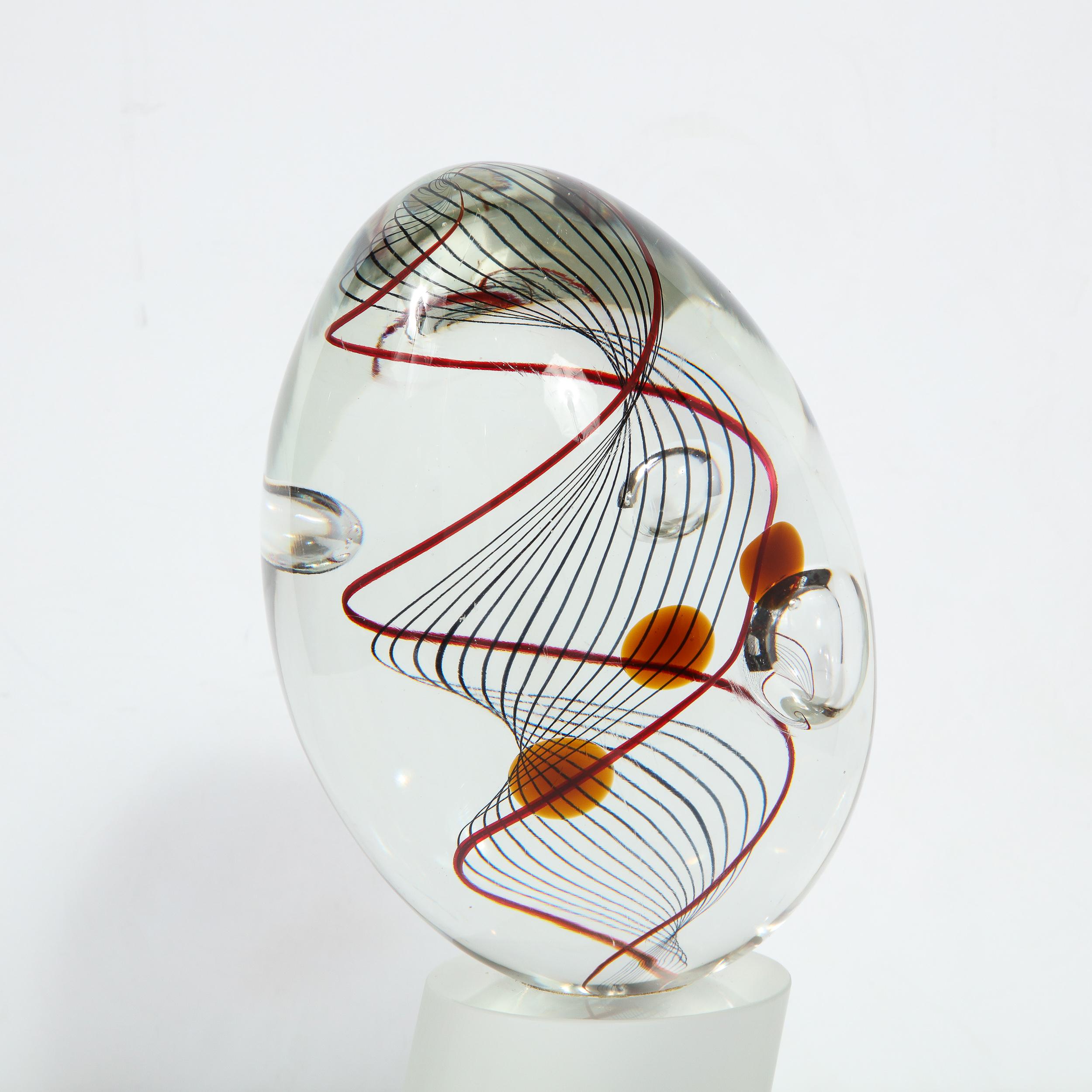 Late 20th Century Mid-Century Modern Murano Translucent & Frosted Glass Sculpture Signed Seguso