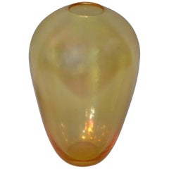 Mid-Century Modern Murano Translucent Gold Hand Blown Art Glass Vase Italy