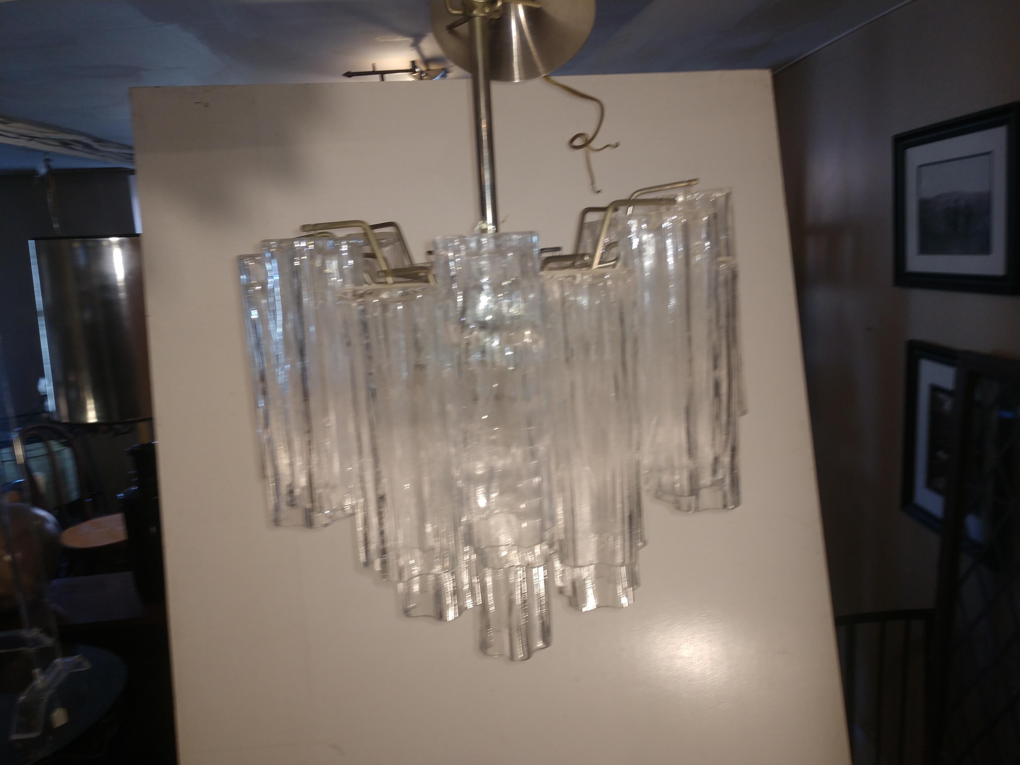Stainless Steel Mid-Century Modern Murano Tronchi Chandelier Camer, C1960 For Sale