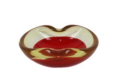 Mid-Century Modern Murano Uranium Green and Red Bowl or Ashtray