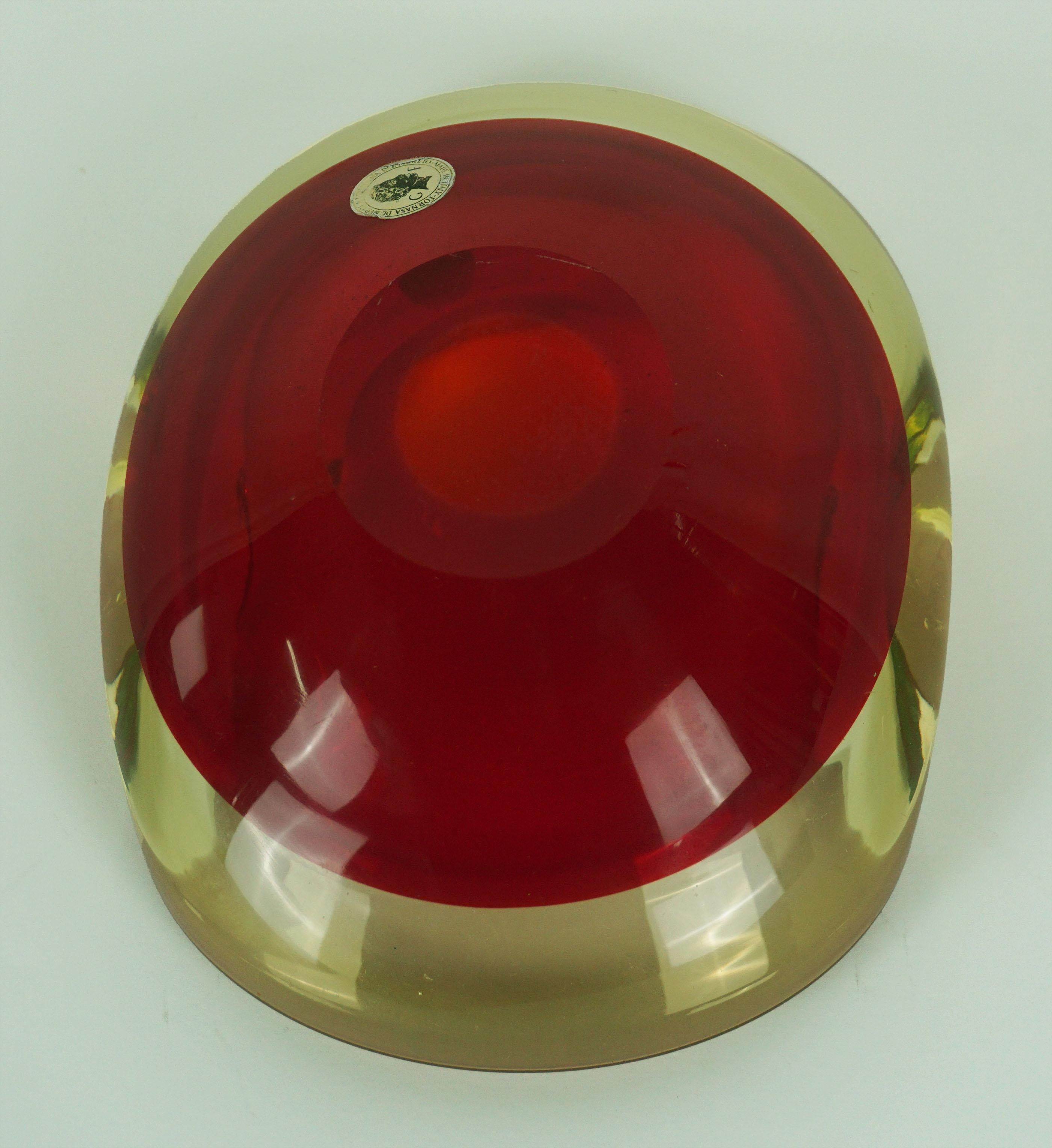 red glass ashtray