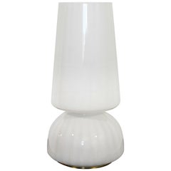 Mid-Century Modern Murano Veluce Large White Glass Table Lamp, Italy, 1970s