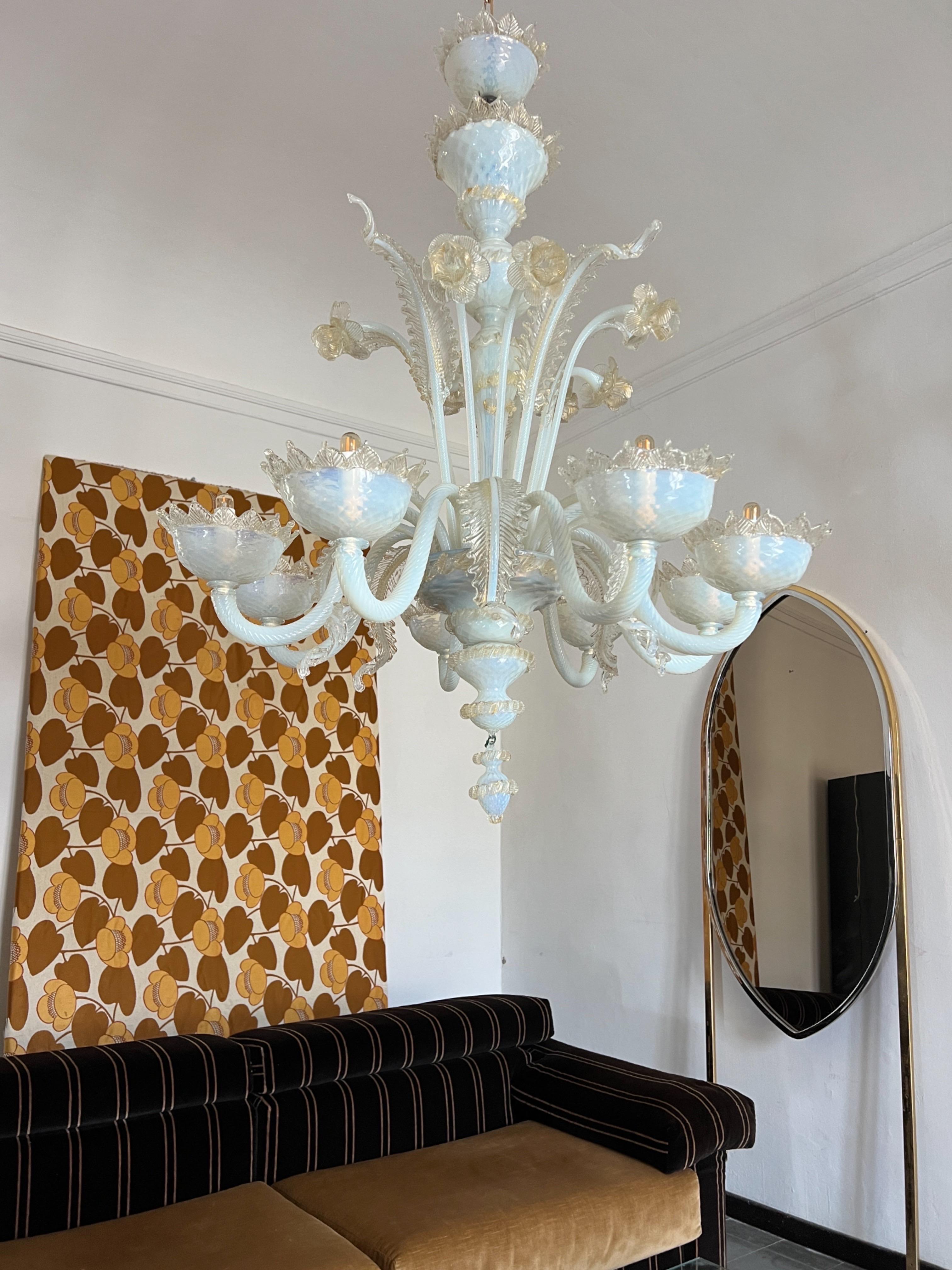 Mid Century modern Murano venetian glass chandelier 1960s Italy For Sale 4