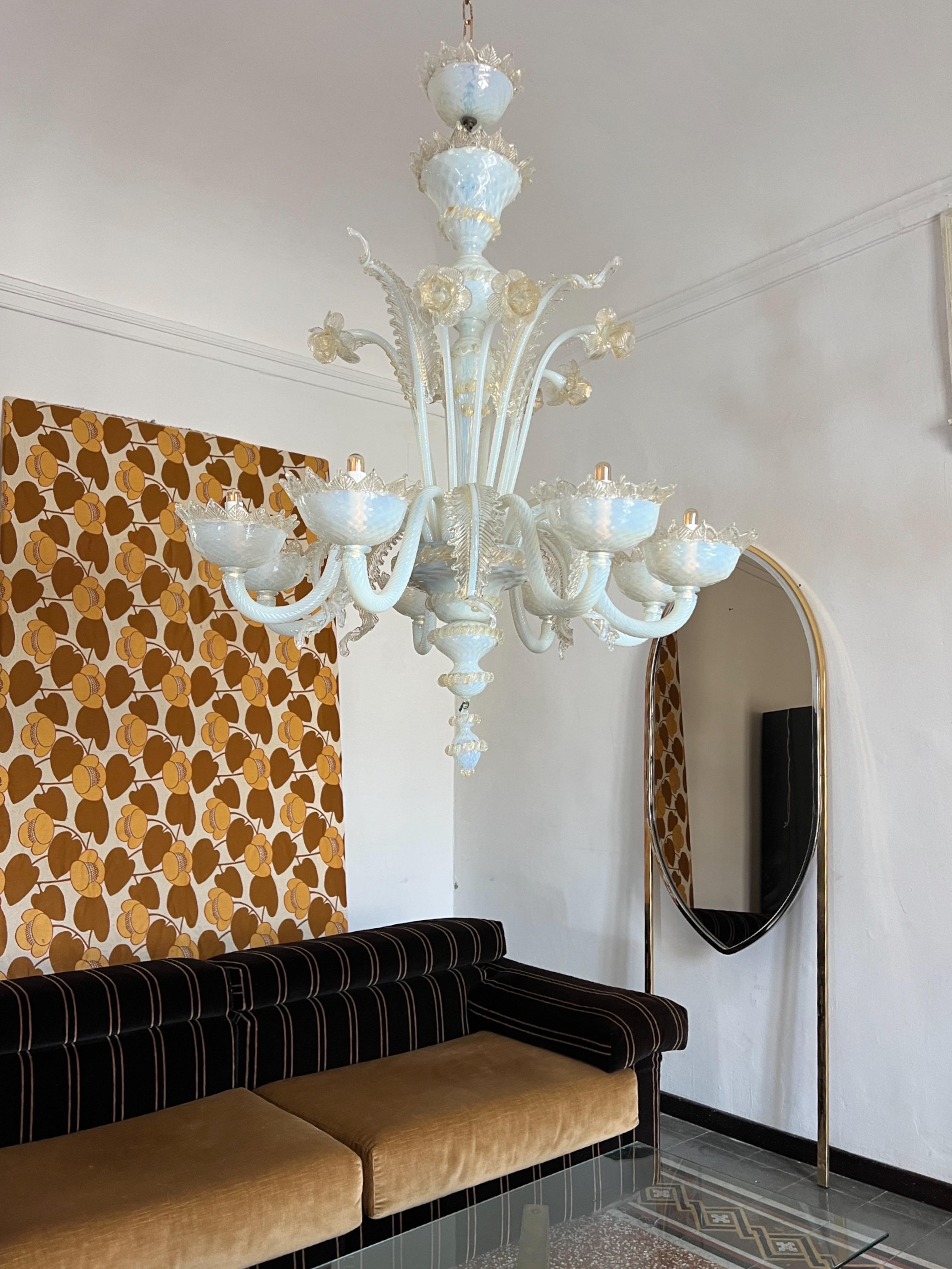 Mid Century modern Murano venetian glass chandelier 1960s Italy For Sale 5