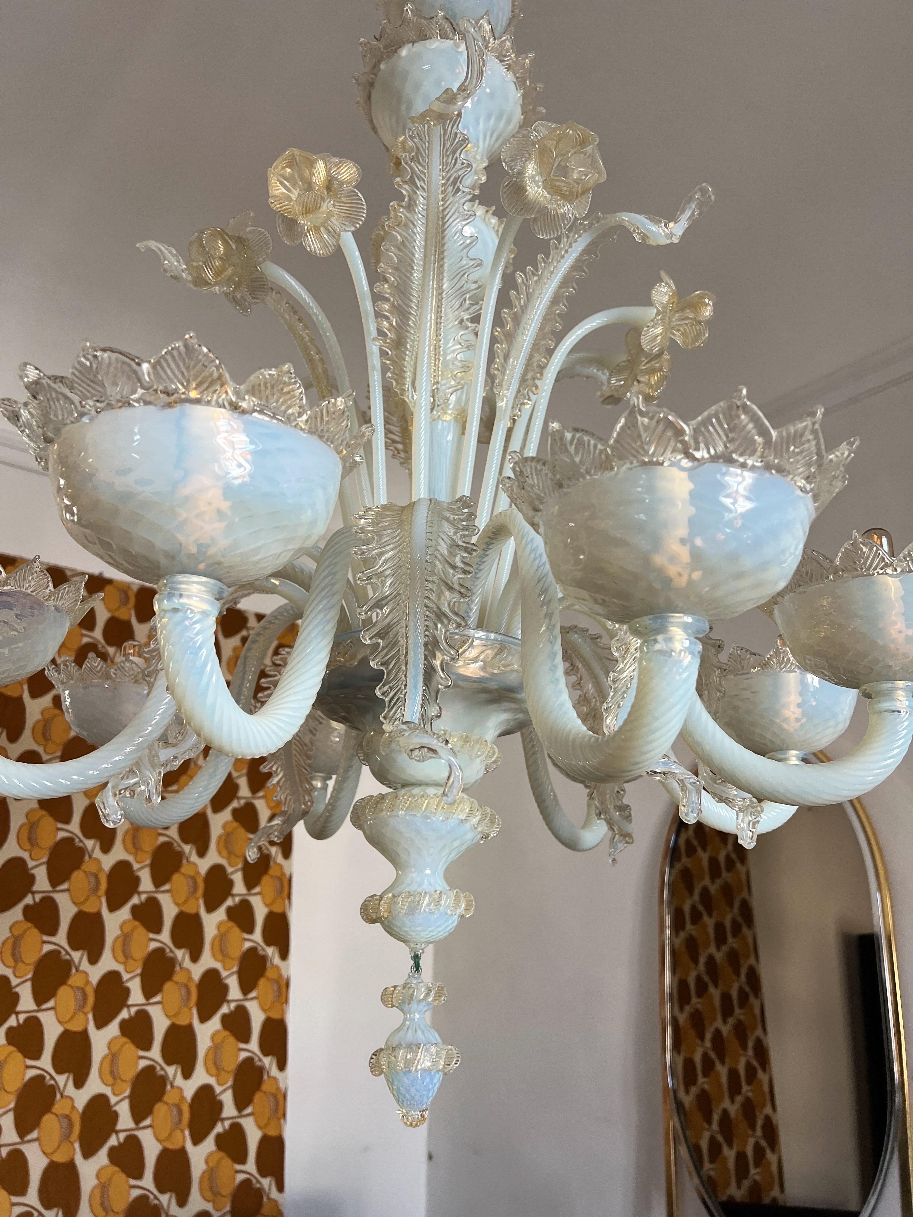 Mid Century modern Murano venetian glass chandelier 1960s Italy For Sale 6