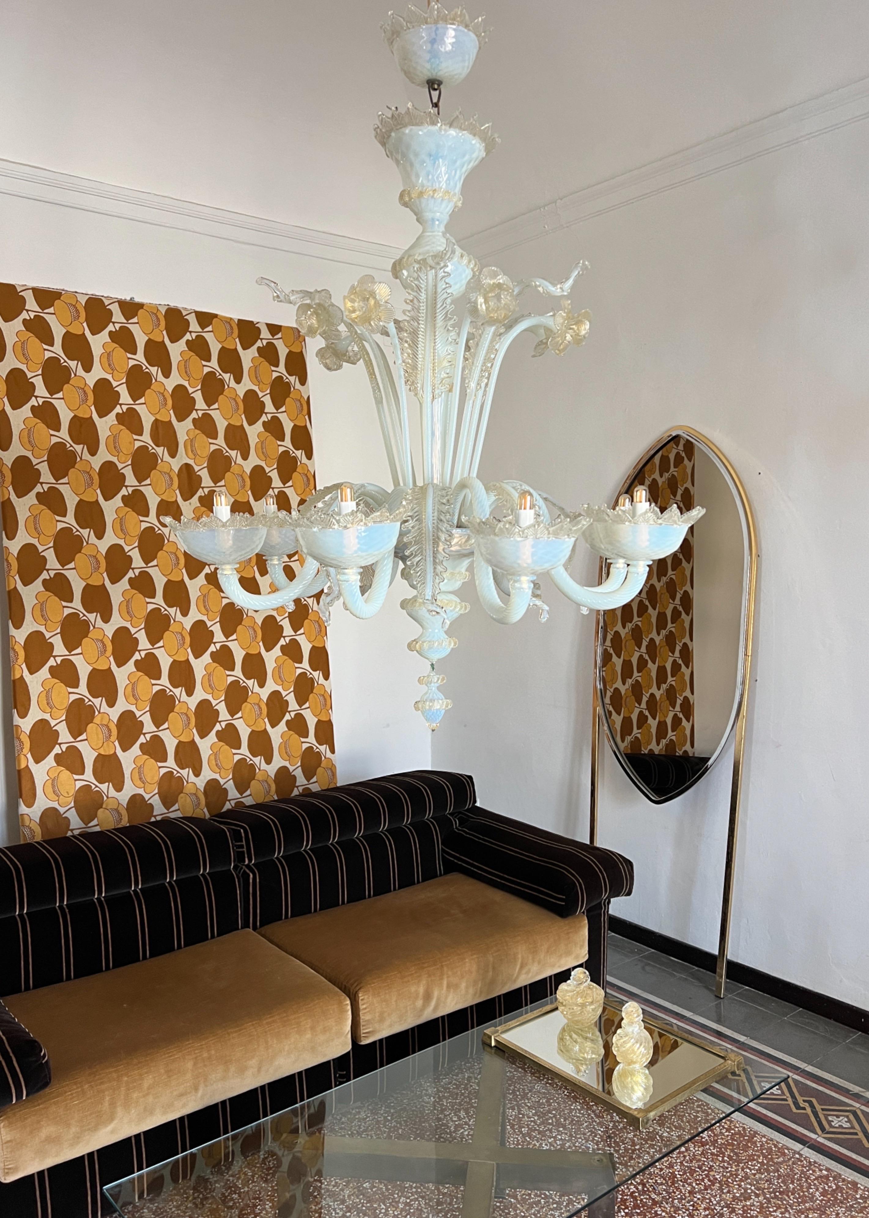Mid Century modern Murano venetian glass chandelier 1960s Italy For Sale 7