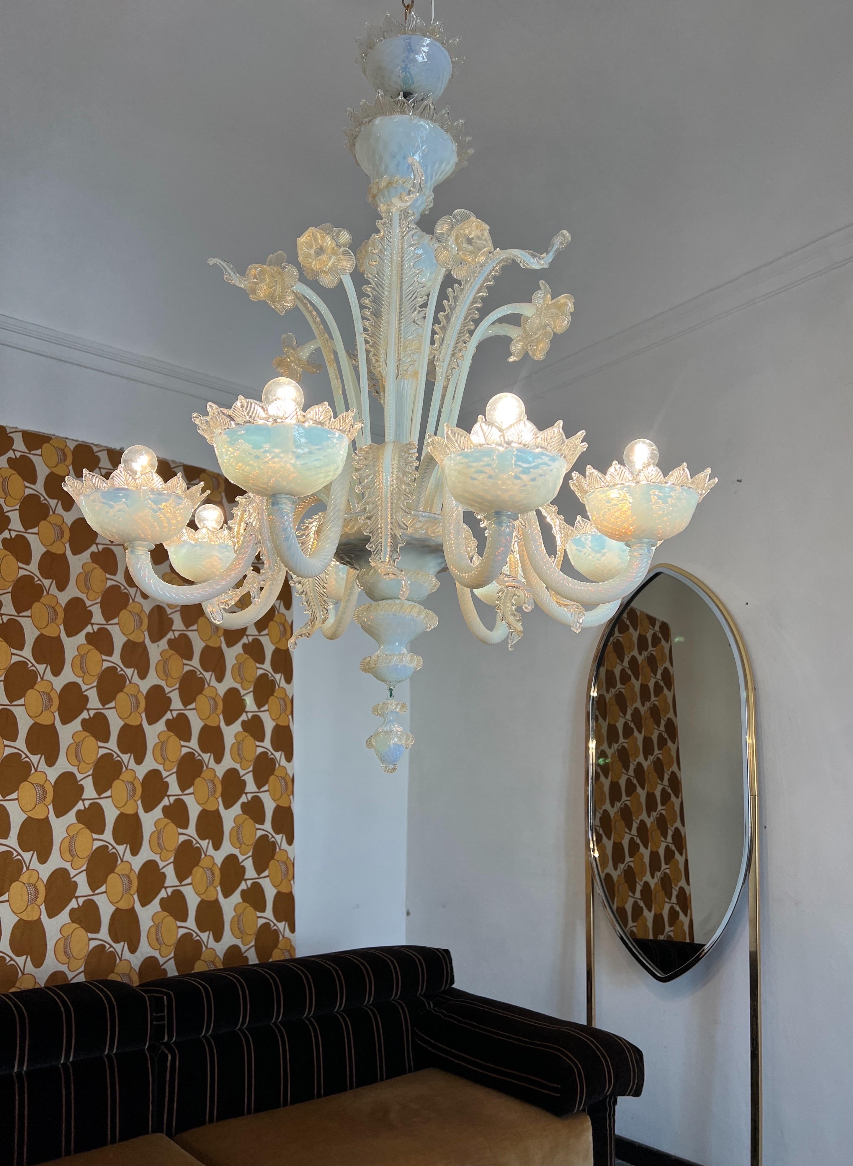 Mid Century modern Murano venetian glass chandelier 1960s Italy For Sale 9
