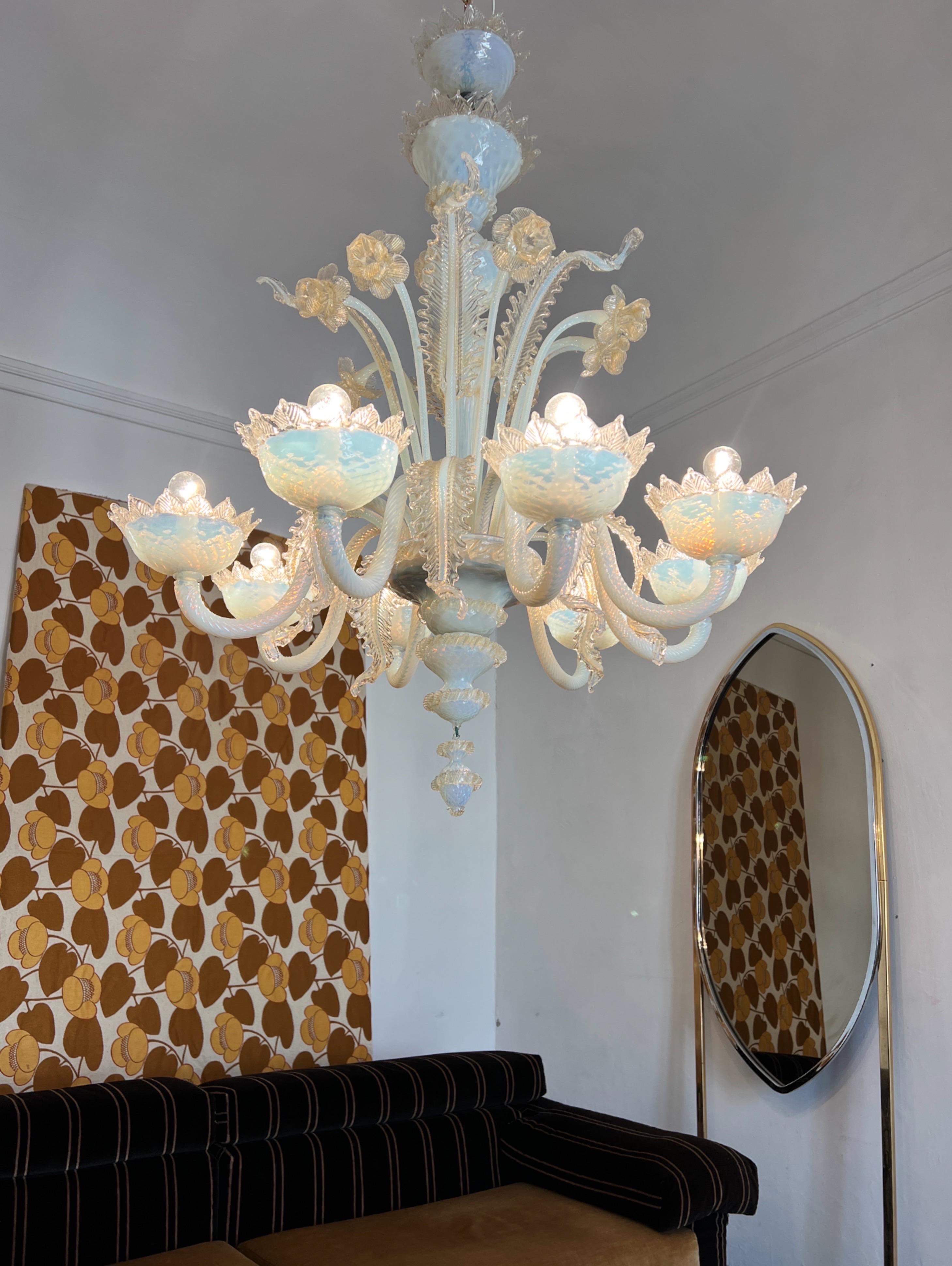 Mid Century modern Murano venetian glass chandelier 1960s Italy For Sale 12