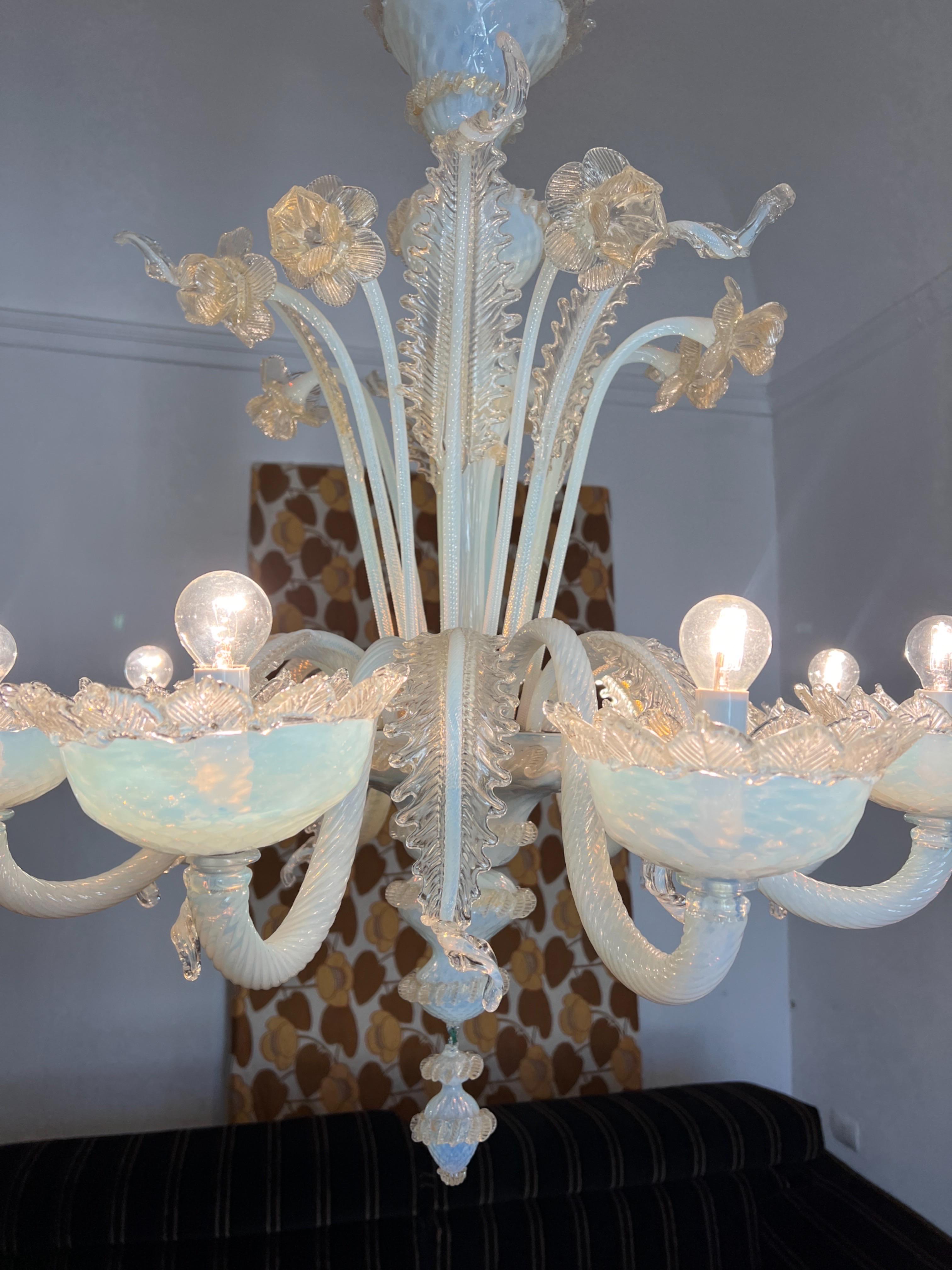 Mid-Century Modern Mid Century modern Murano venetian glass chandelier 1960s Italy For Sale