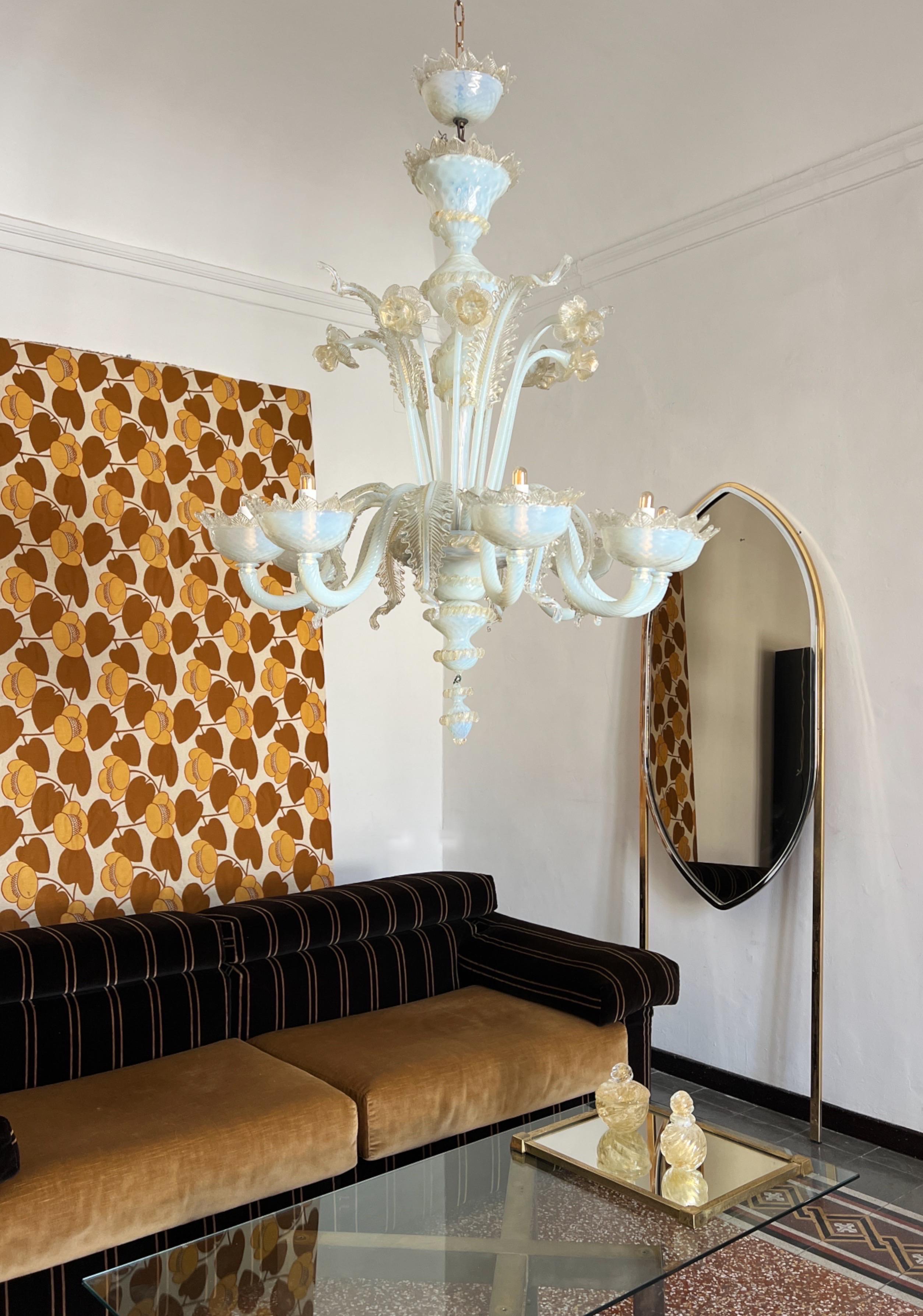 Mid Century modern Murano venetian glass chandelier 1960s Italy For Sale 1