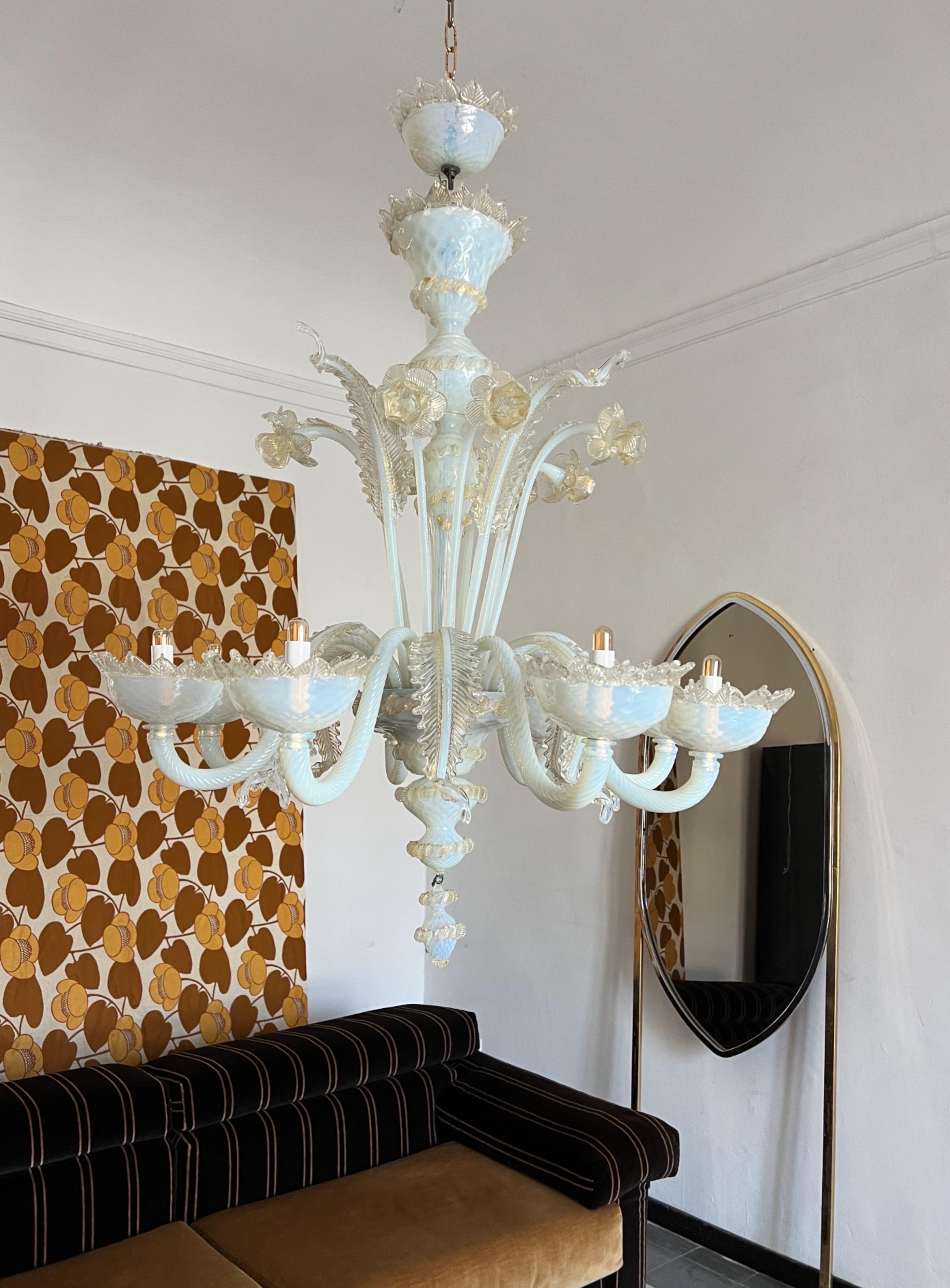 Mid Century modern Murano venetian glass chandelier 1960s Italy For Sale 2