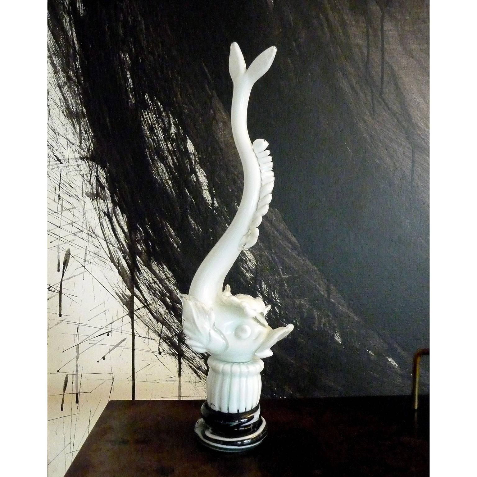 Italian Mid-Century Modern Murano, Venini, Glass Dolphin Figurine, Napoleone Martinuzzi