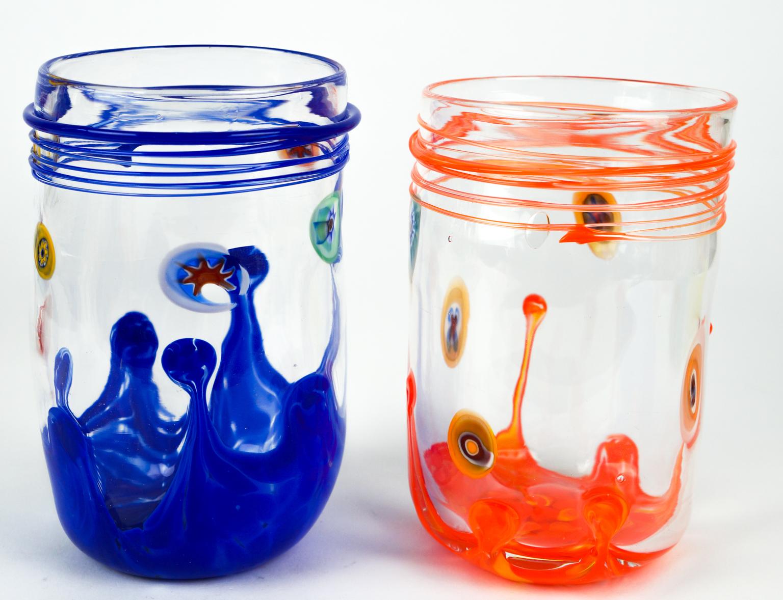 Fine XX secolo Set di 12 bicchieri di Murano da bere Tumbler Murrina Millefiori, metà secolo moderno in vendita