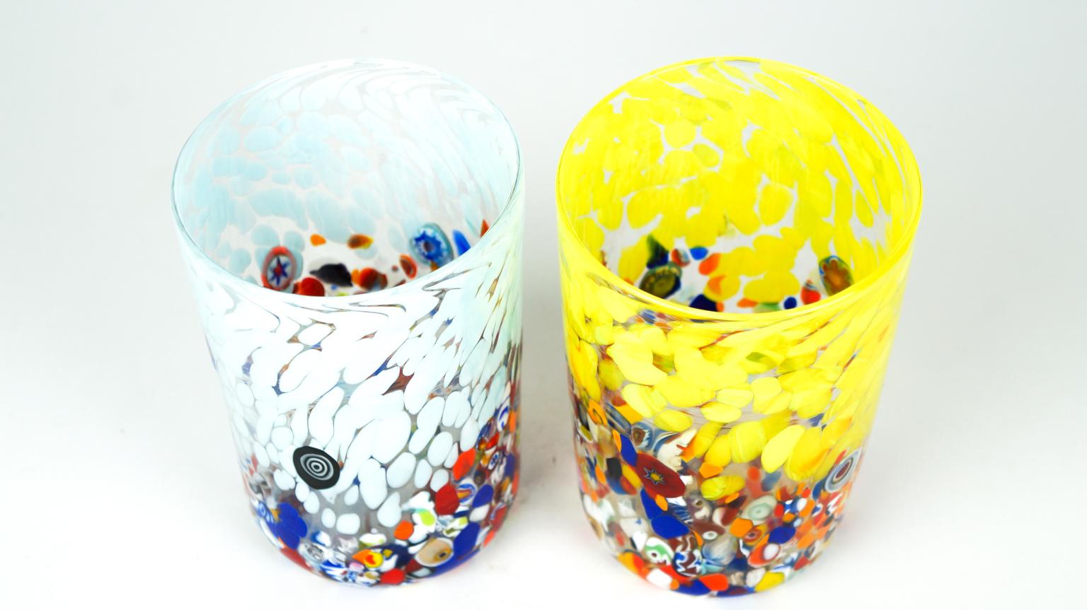 Mid-Century Modern Murrina Millefiori Set of 6 Murano Drinking Glasses Tumbler For Sale 3