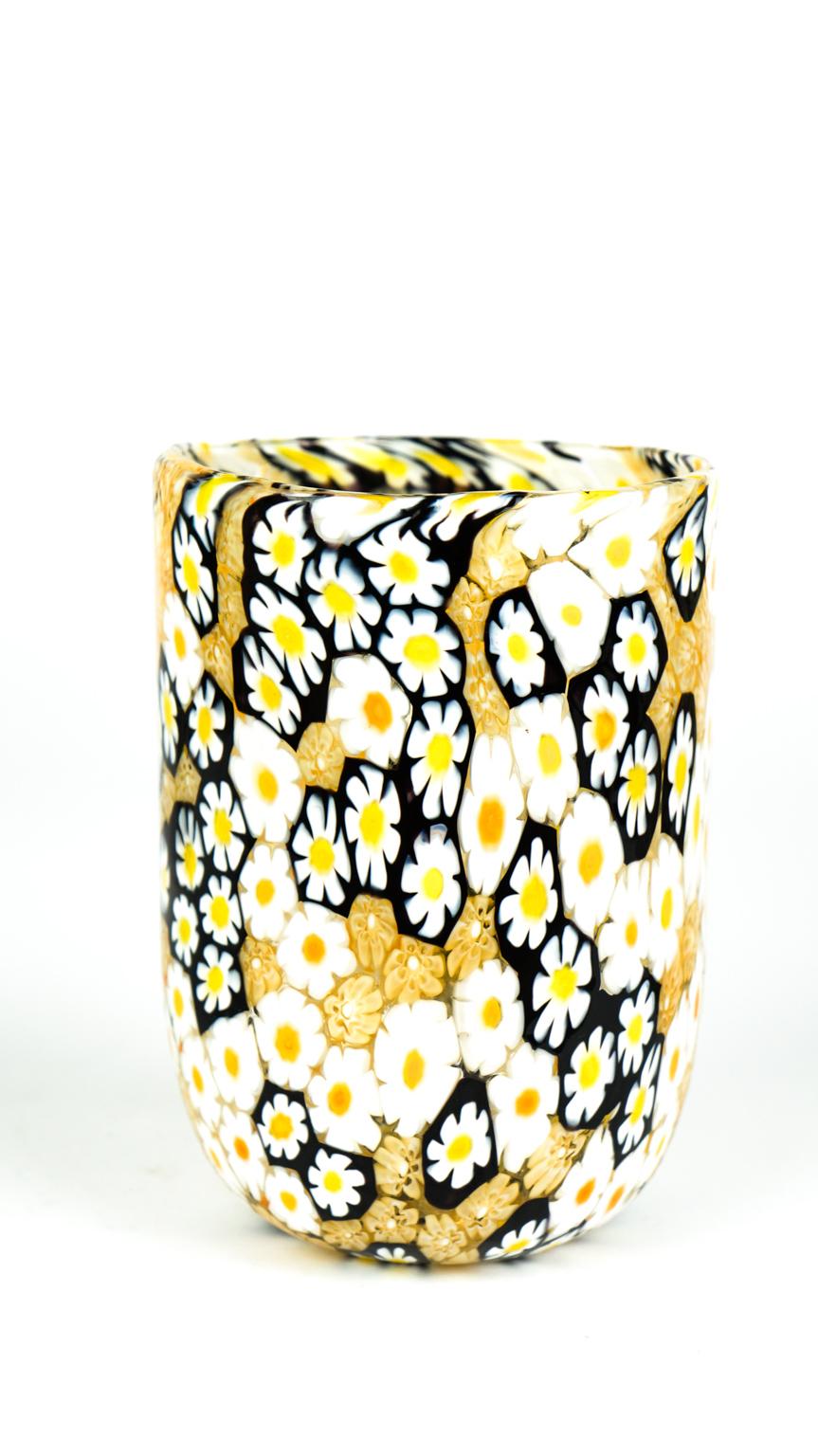 Hand-Crafted Mid-Century Modern Murrina Millefiori Set of 6 Murano Drinking Glasses Tumbler