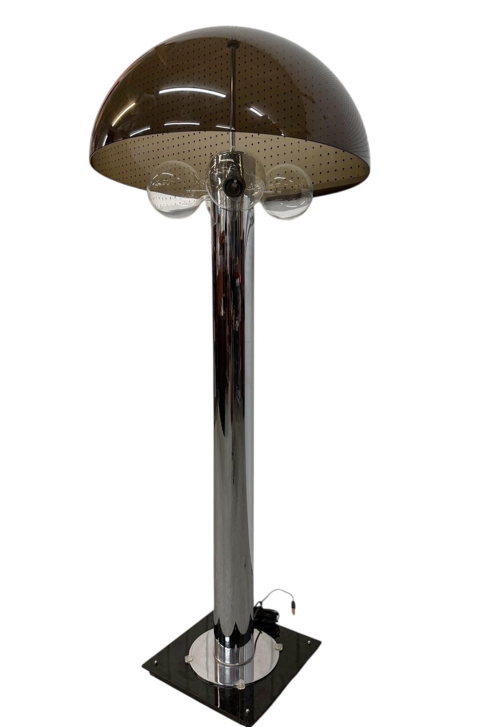 American Mid-Century Modern Mushroom Chrome Floor Lamp For Sale