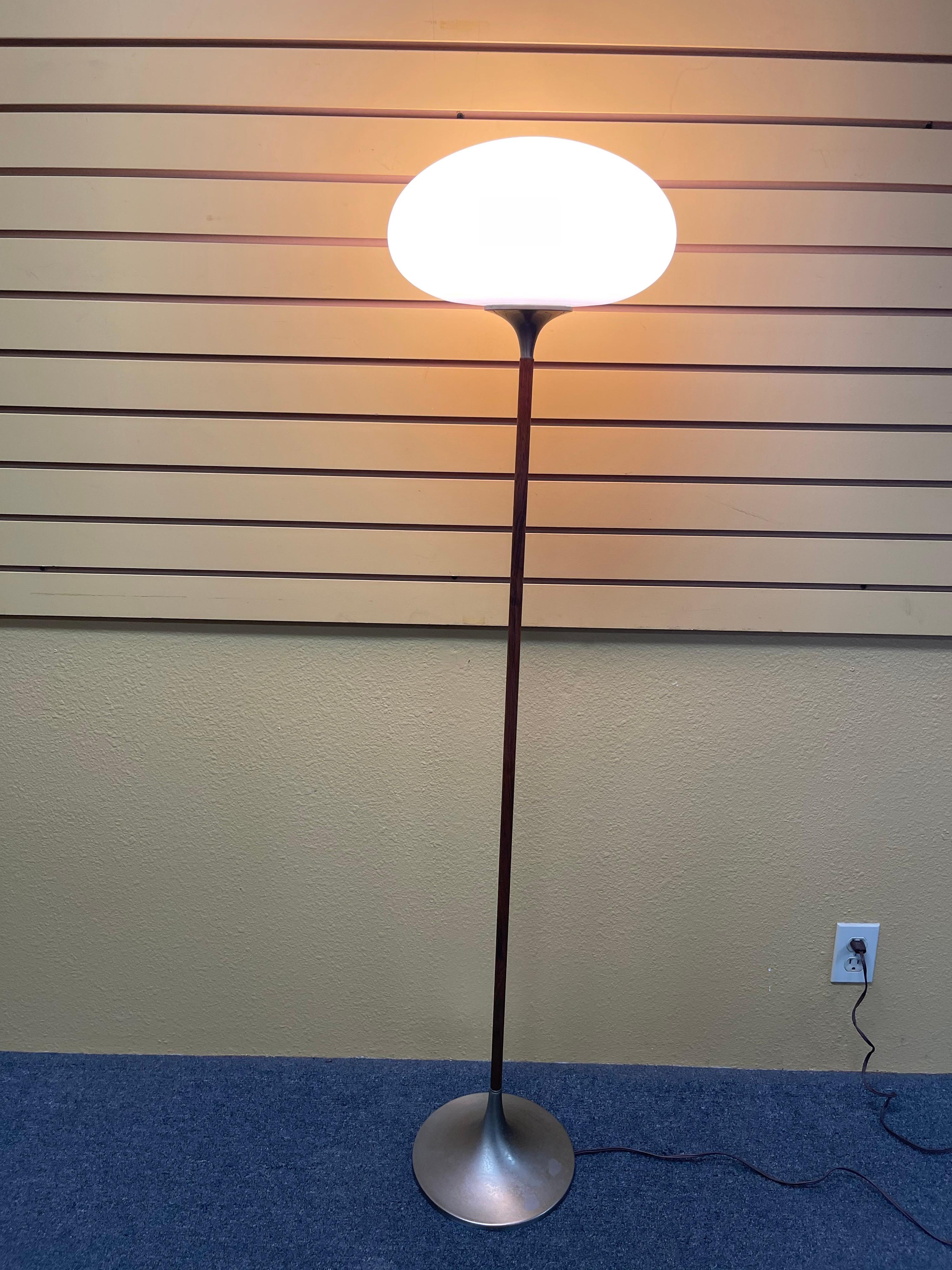 American Mid-Century Modern Mushroom Floor Lamp on Rosewood Stem by Laurel Lamp Co.