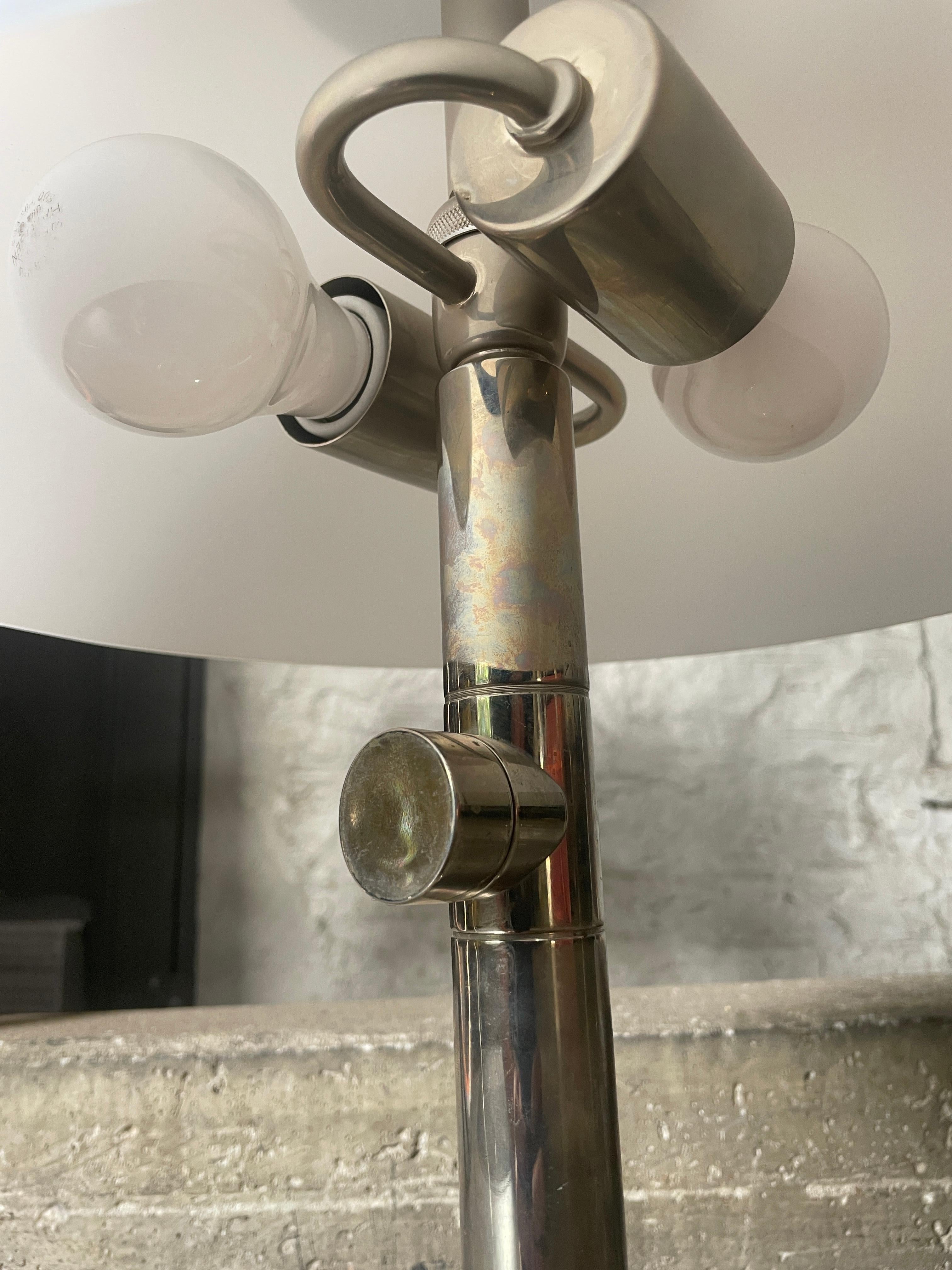 Mid-Century Modern Mid Century Modern Mushroom Style Frosted Glass an Nickel Table Lamp