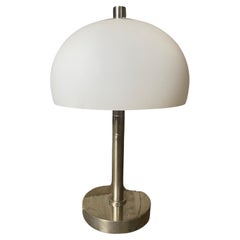 Mid Century Modern Mushroom Style Frosted Glass an Nickel Table Lamp