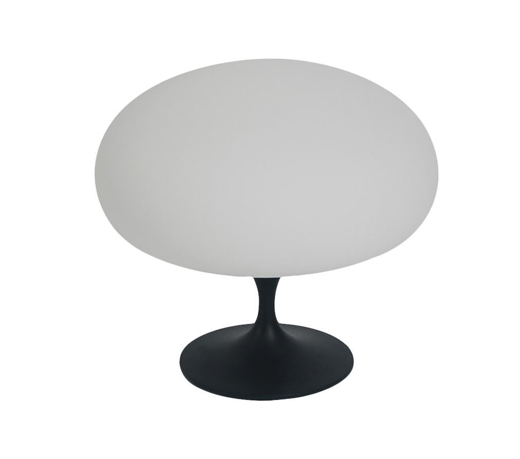 Indian Mid-Century Modern Mushroom Table Lamp by Designline in Black with White Glass For Sale