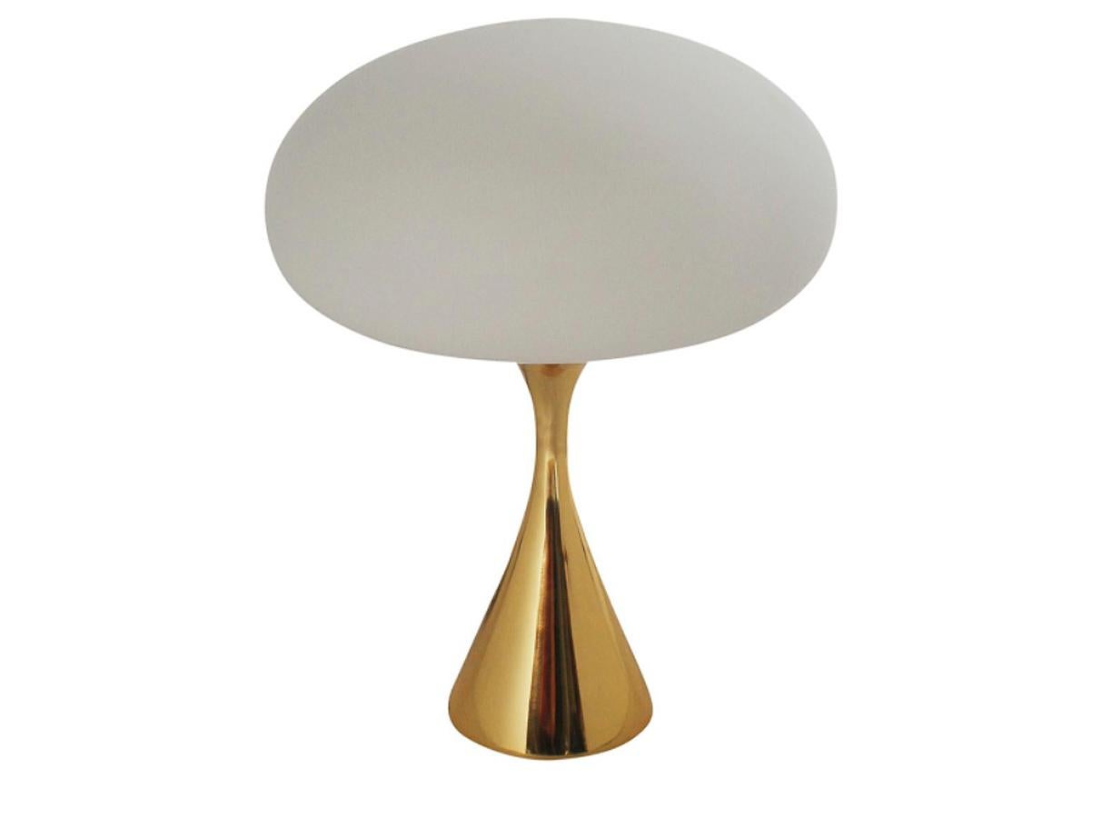 Contemporary Mid-Century Modern Mushroom Table Lamp by Designline in Brass / Gold Color For Sale