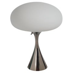 Mid-Century Modern Mushroom Table Lamp by Design Line in Chrome & White Shade