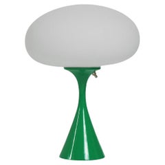 Mid-Century Modern Mushroom Table Lamp by Design Line in Green & White Glass
