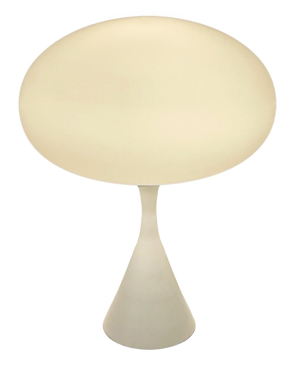 Mid Century Modern Mushroom Table Lamp by Designline in White In New Condition For Sale In Philadelphia, PA