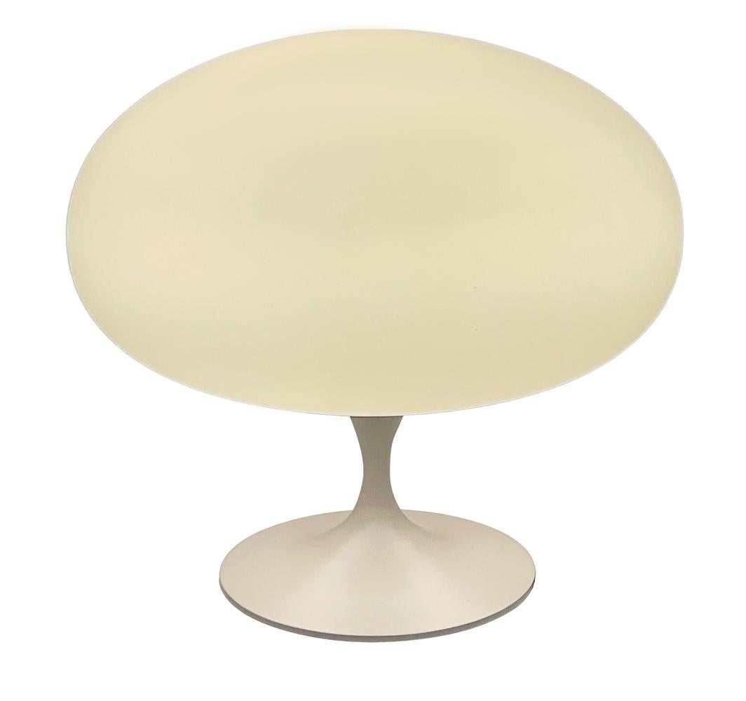 Indian Mid-Century Modern Mushroom Table Lamp by Designline in White on White Glass For Sale
